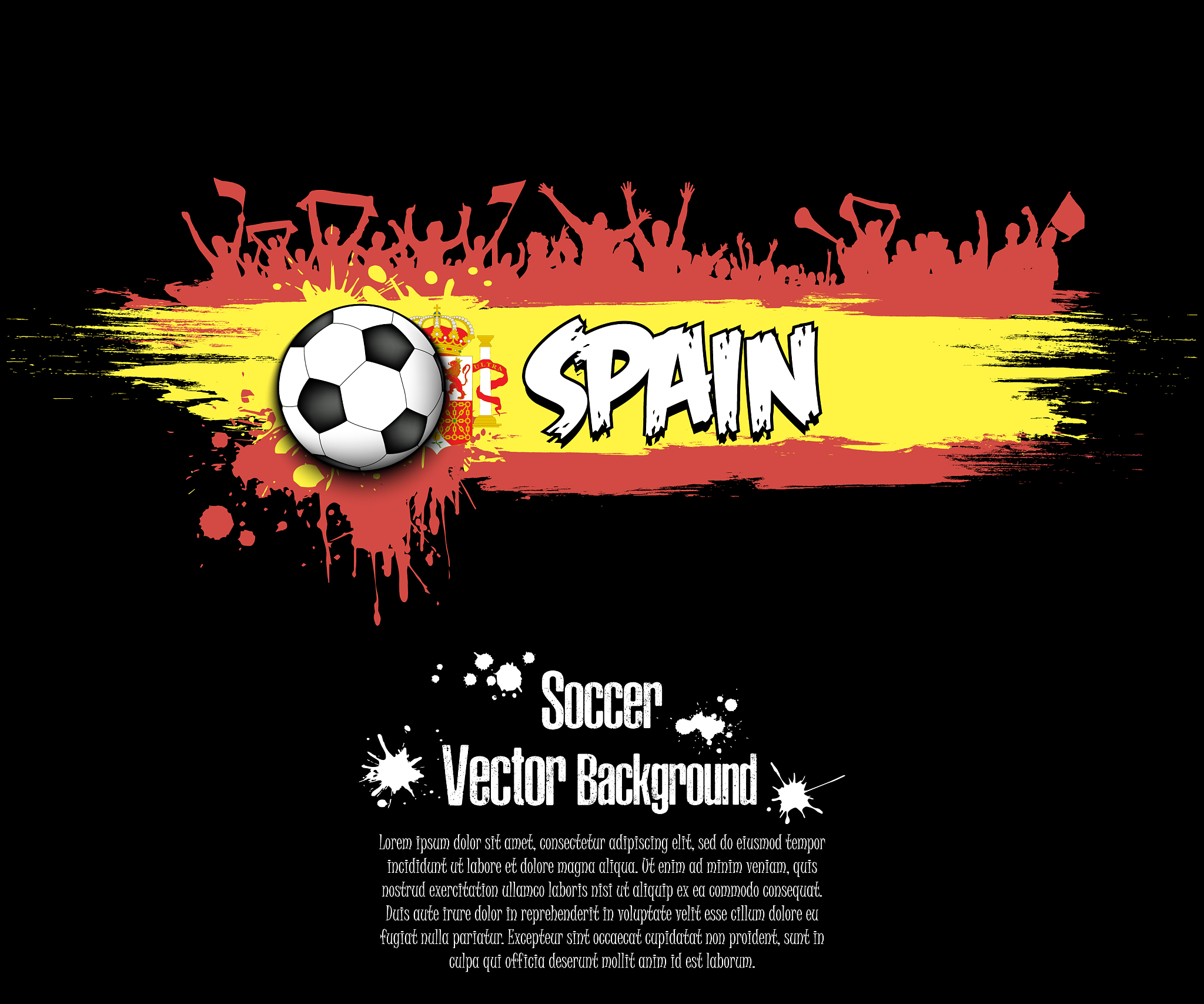 flag of spain and football fans