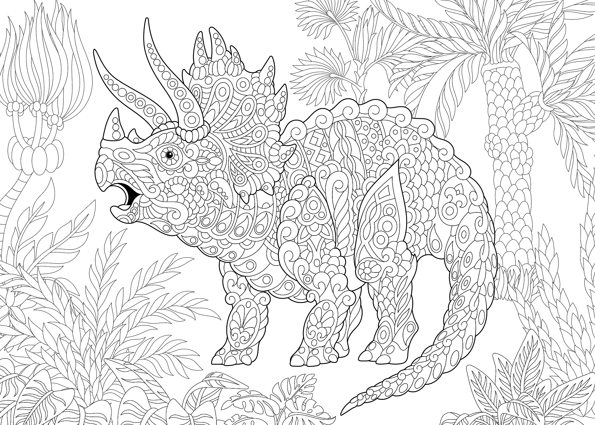 extinct species. triceratops dinosaur.