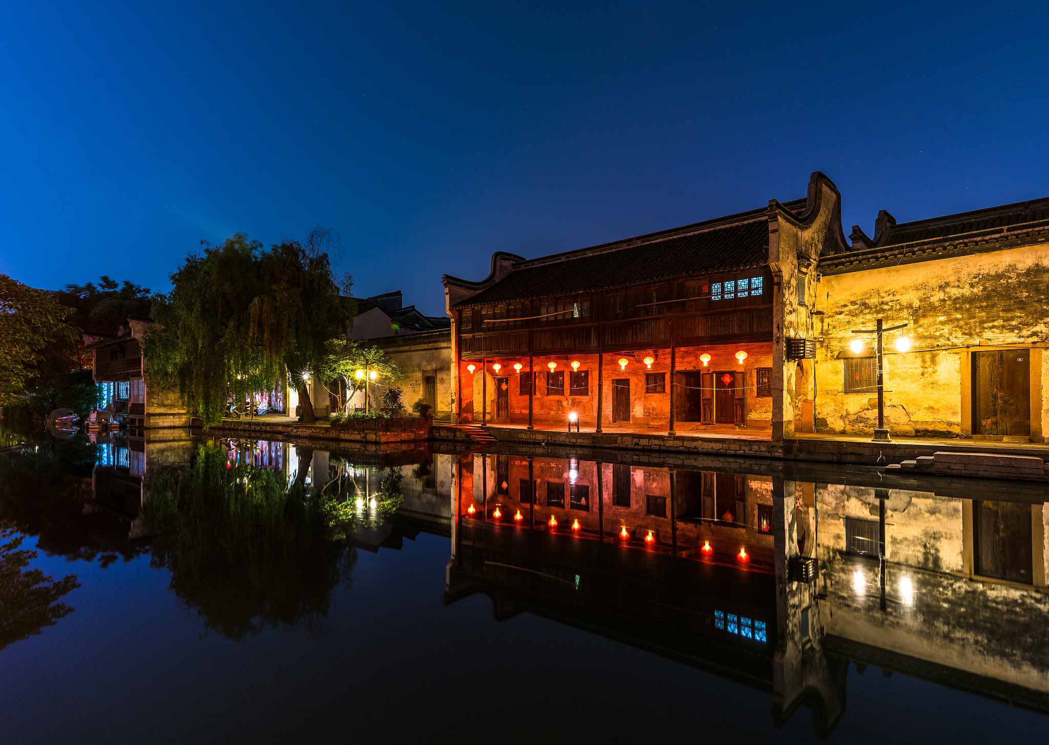 ancient folk houses along river, nanxun ancient town, china