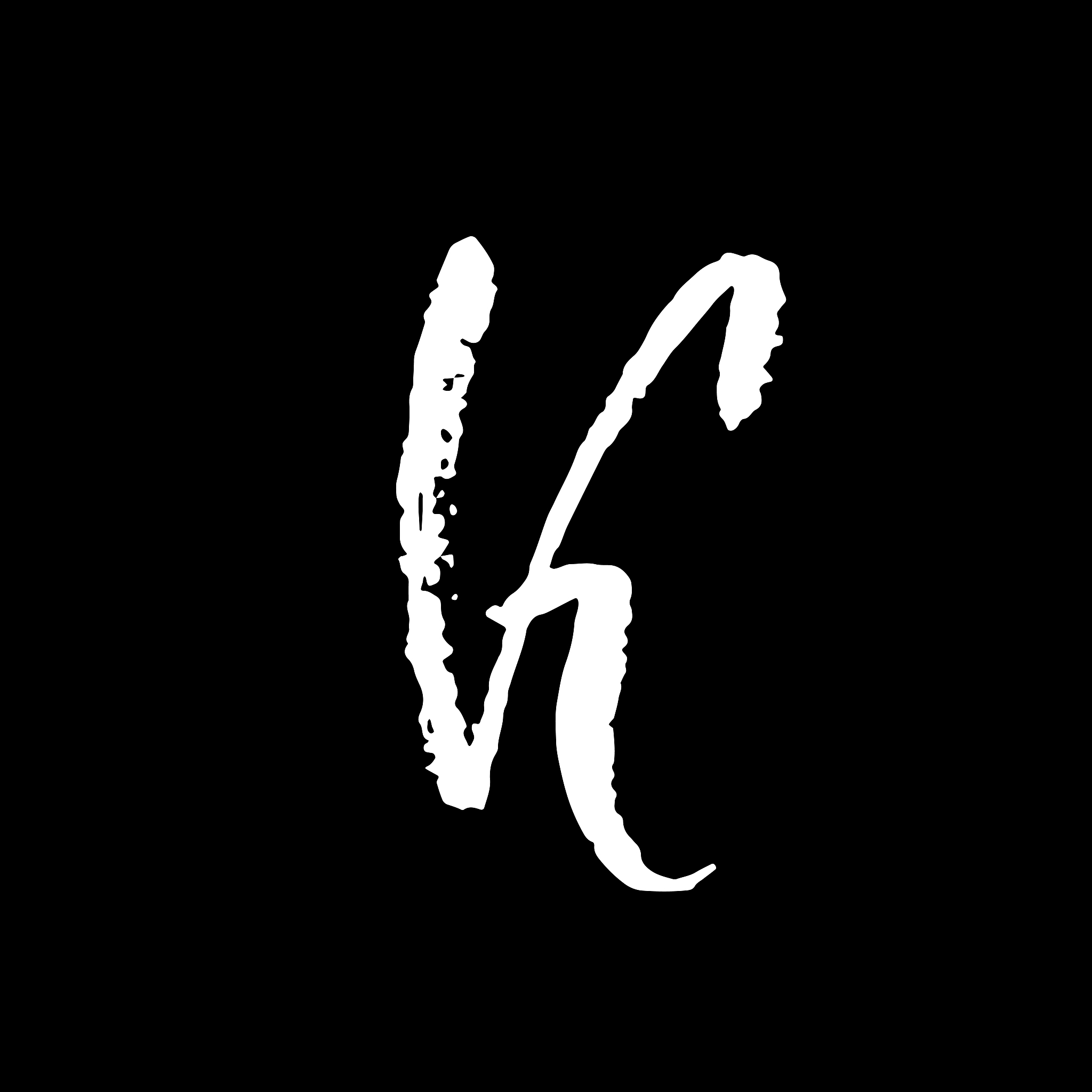 letter k. handwritten by dry brush. rough strokes textured font.