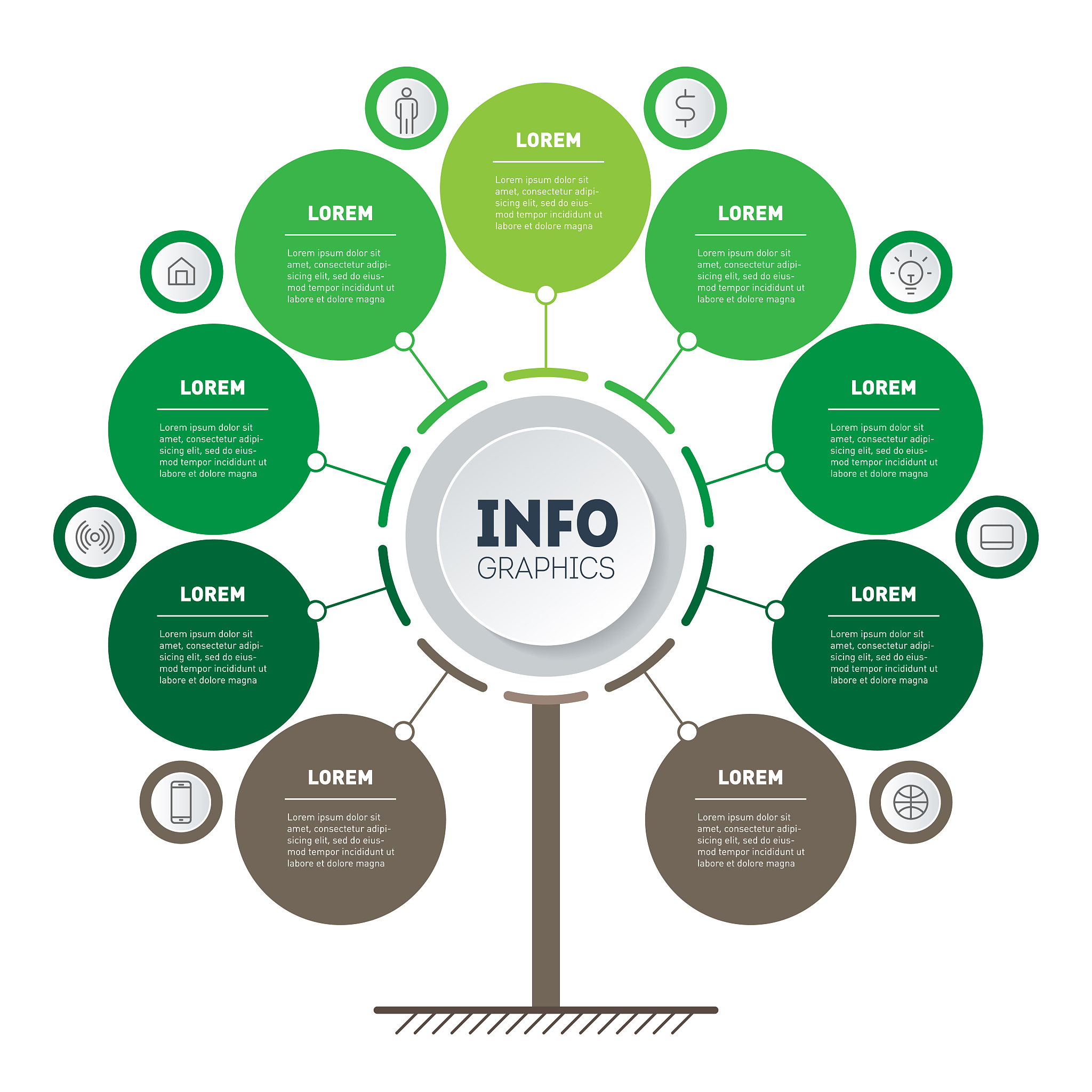 vertical timeline infographics. tree of development and growth o