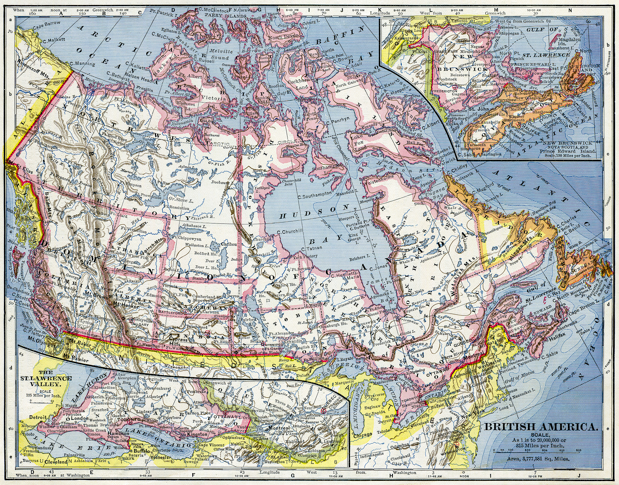 british america (canada) map 1883