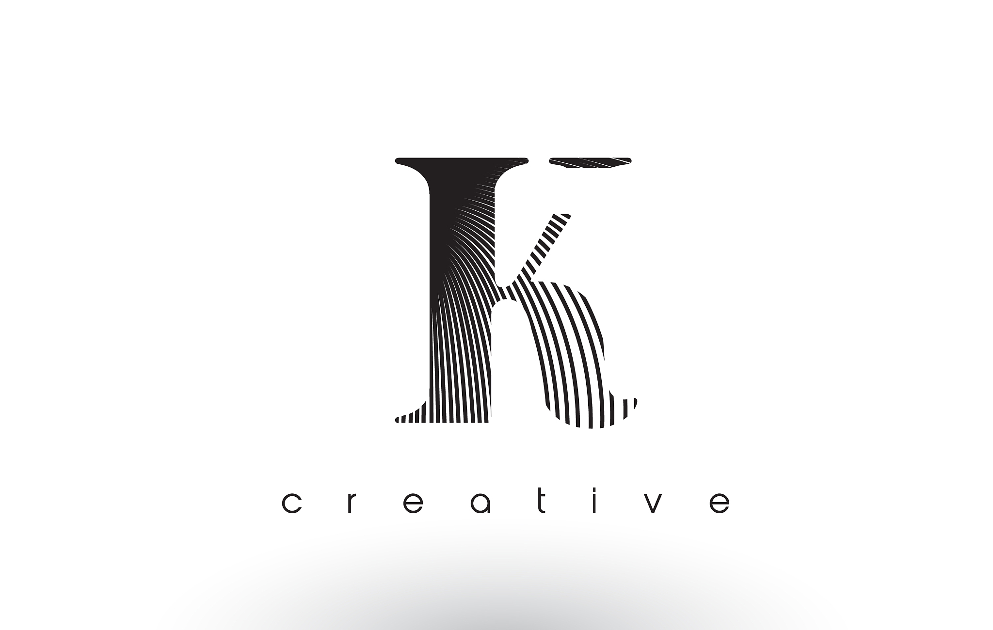 k logo design with multiple lines and black and