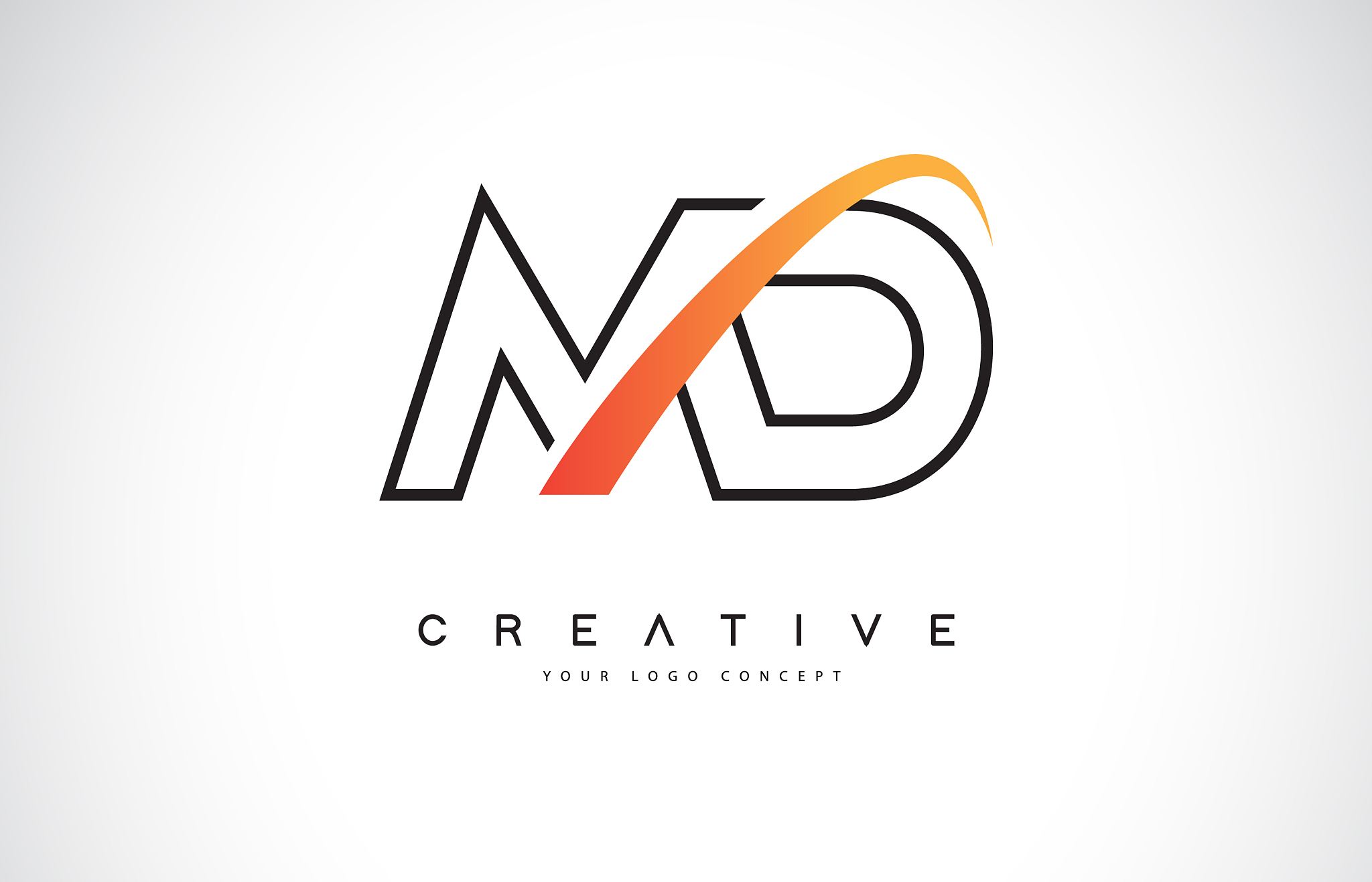 md m d swoosh letter logo design with modern
