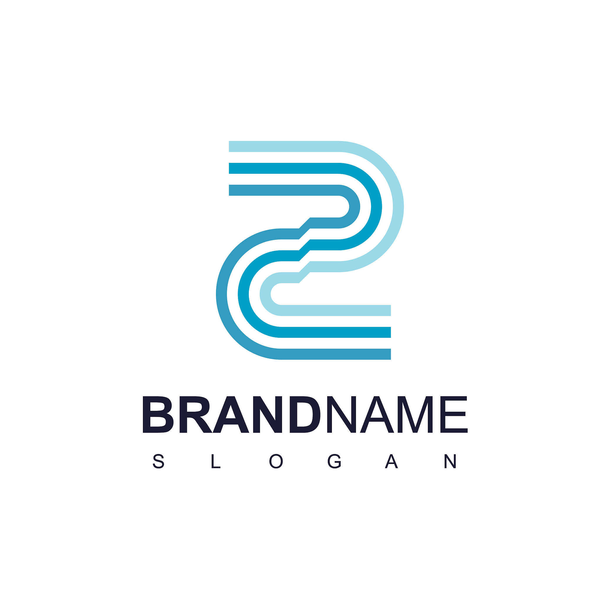 two blue line logo design template