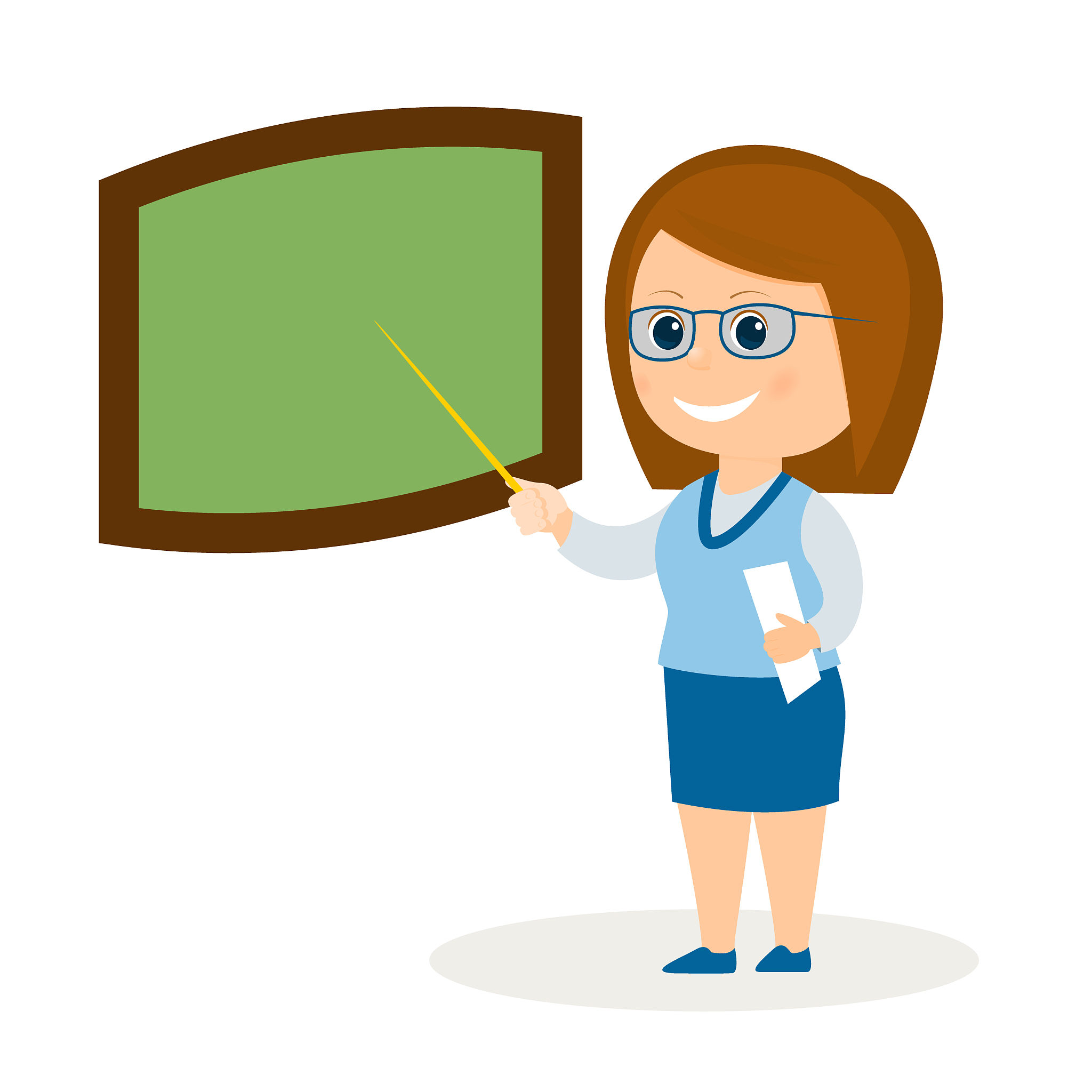 cartoon teacher at the board