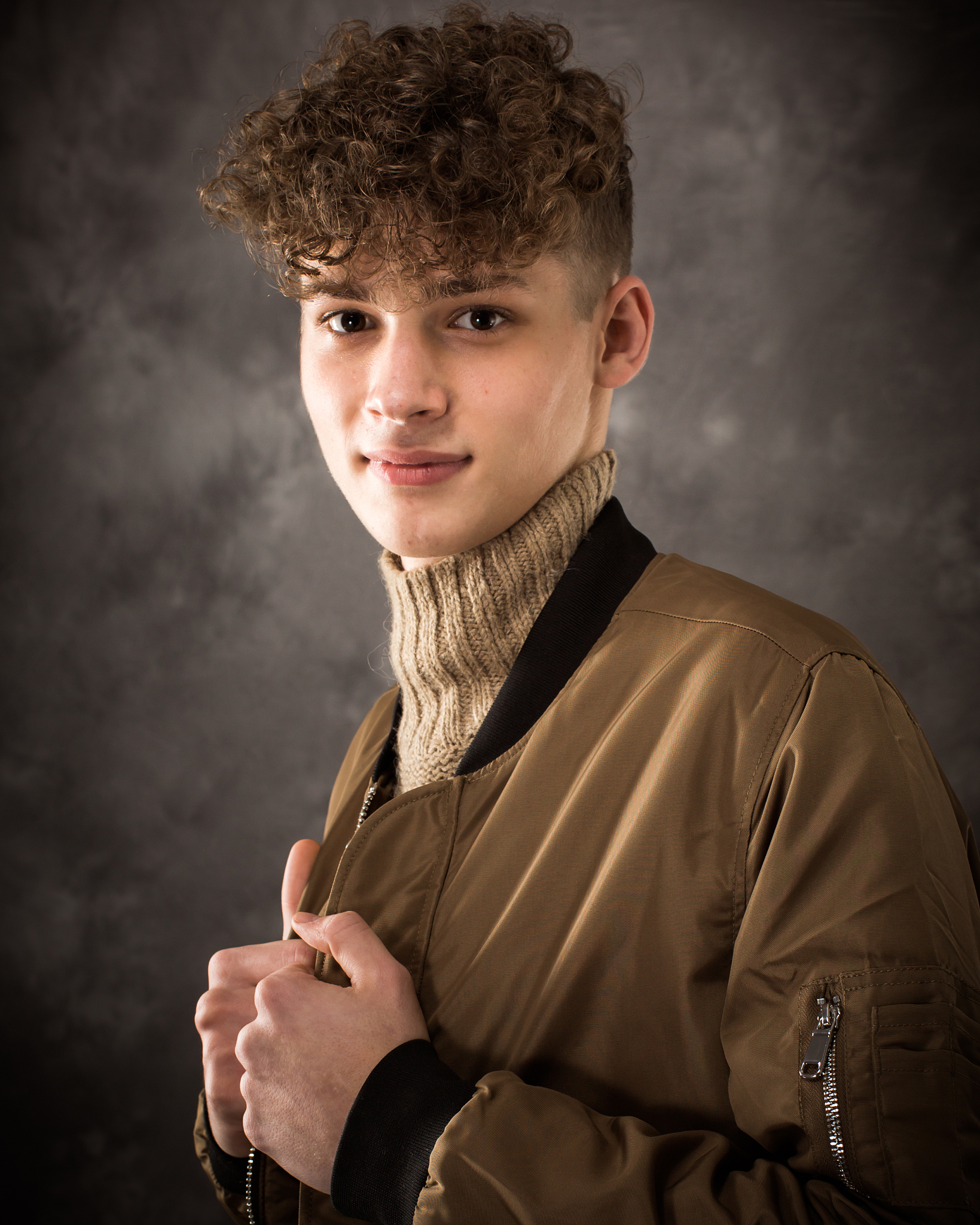 white teenage boy studio portrait