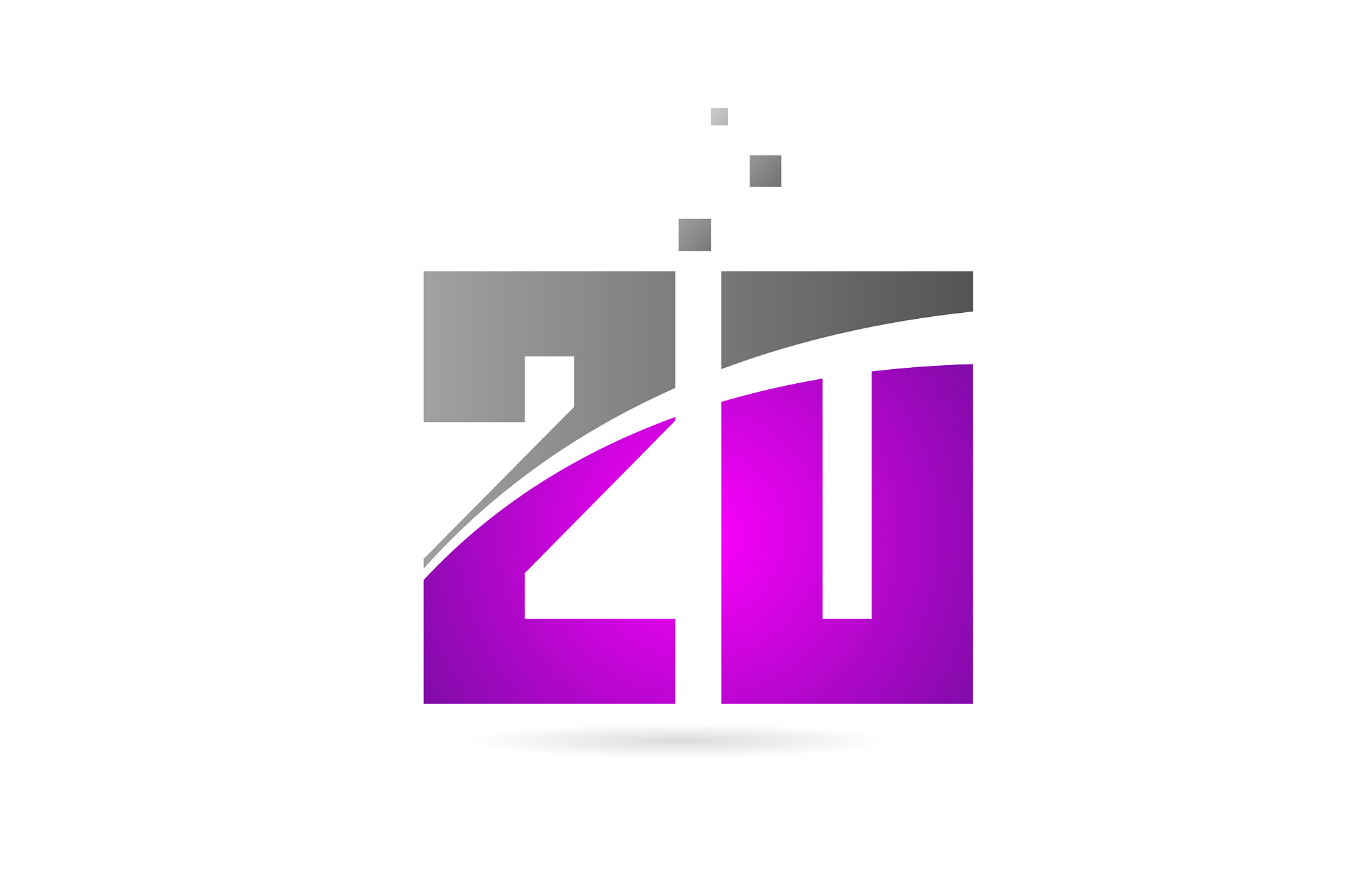 pink grey number 20 for logo icon design