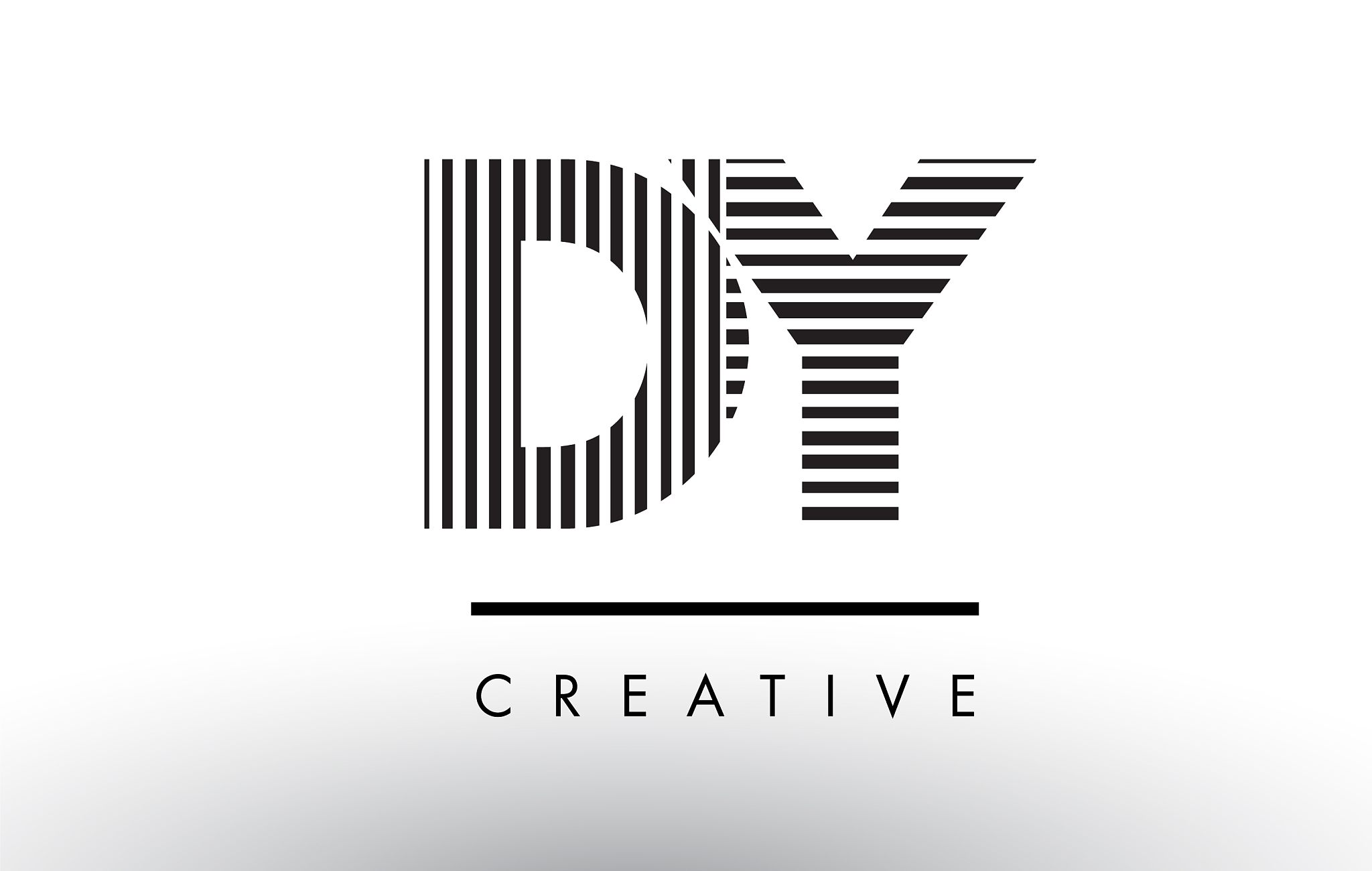dy d y black and white lines letter logo design