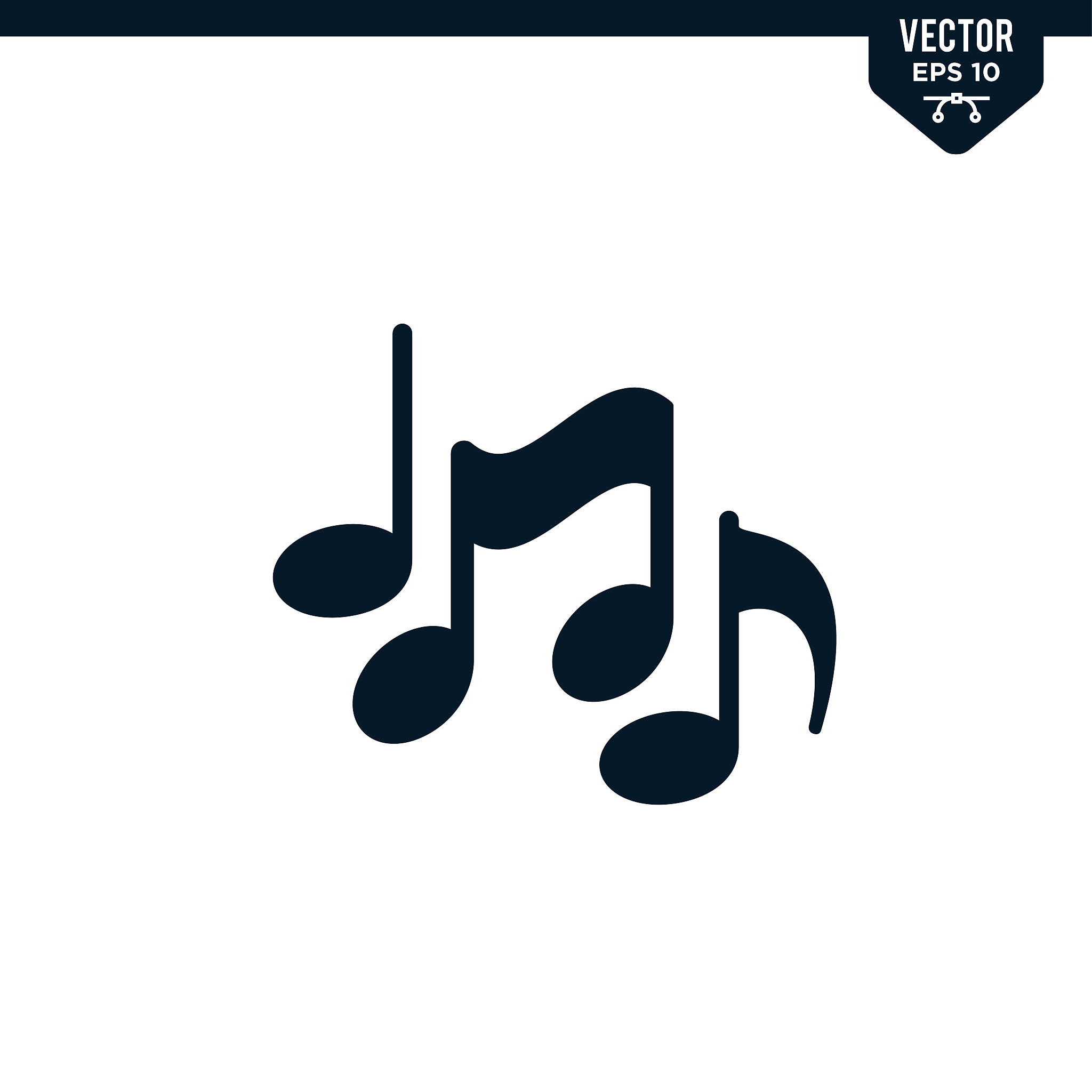 music note icon collection, glyph style
