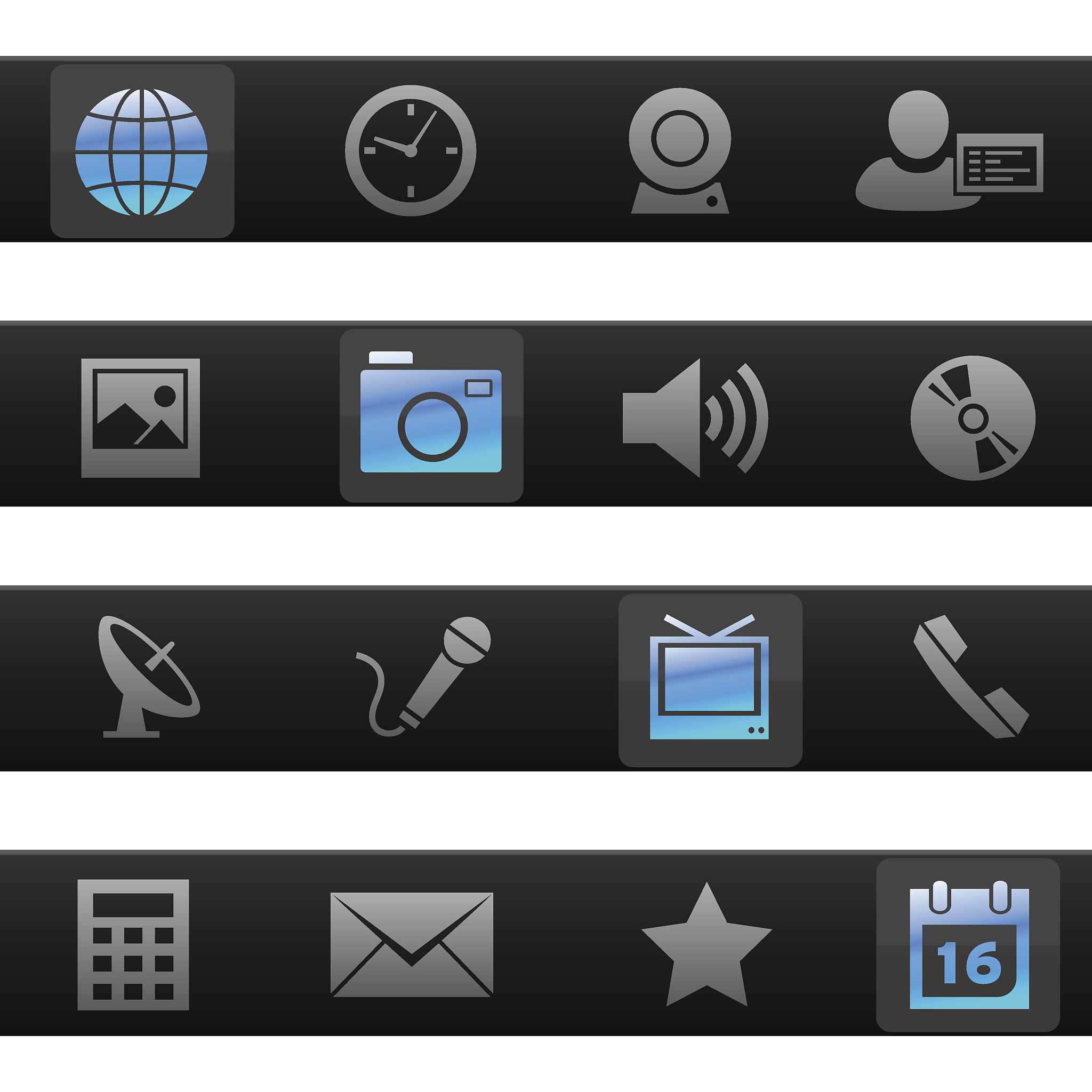multimedia & modern web toolbar icons