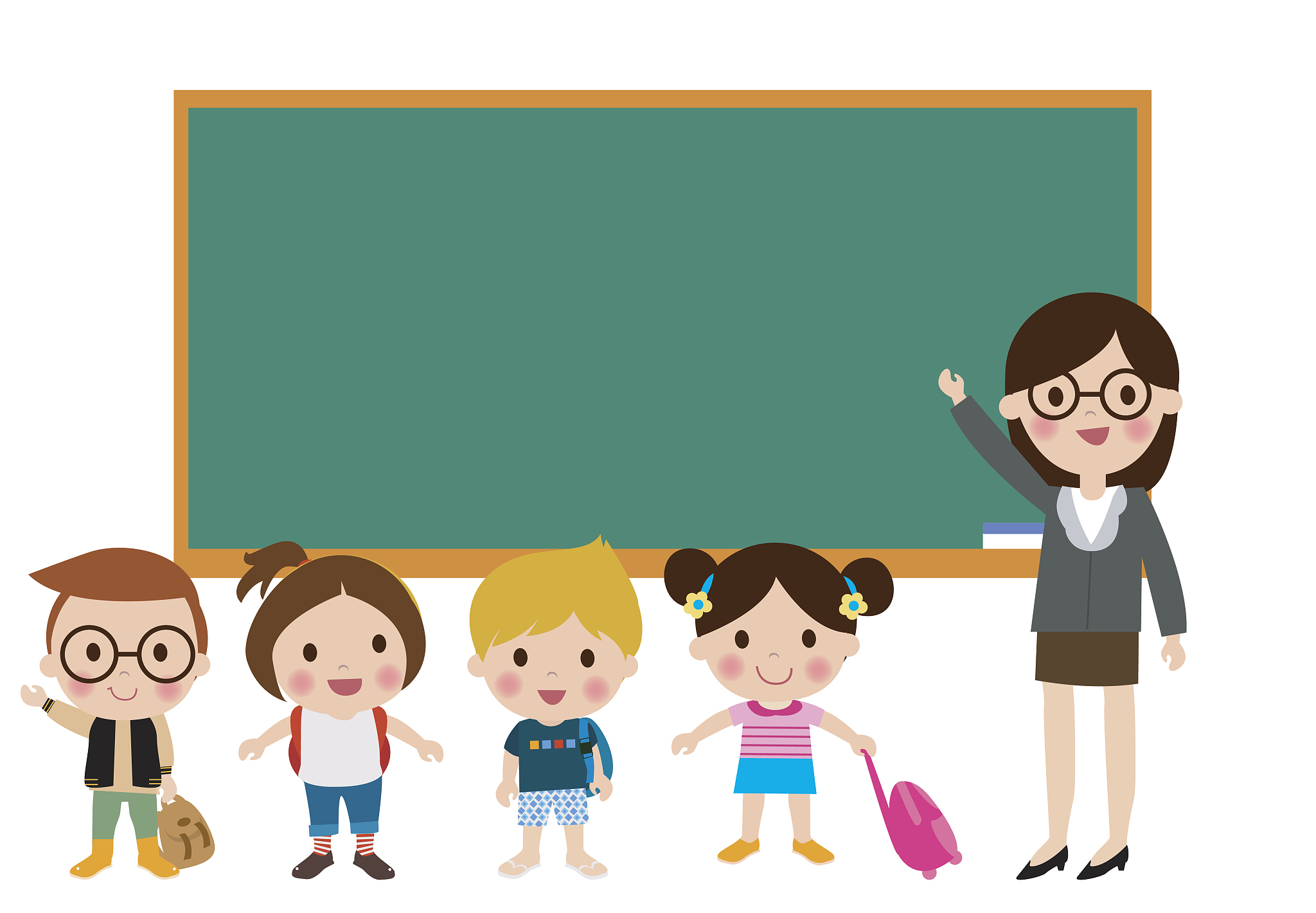teacher and school kids