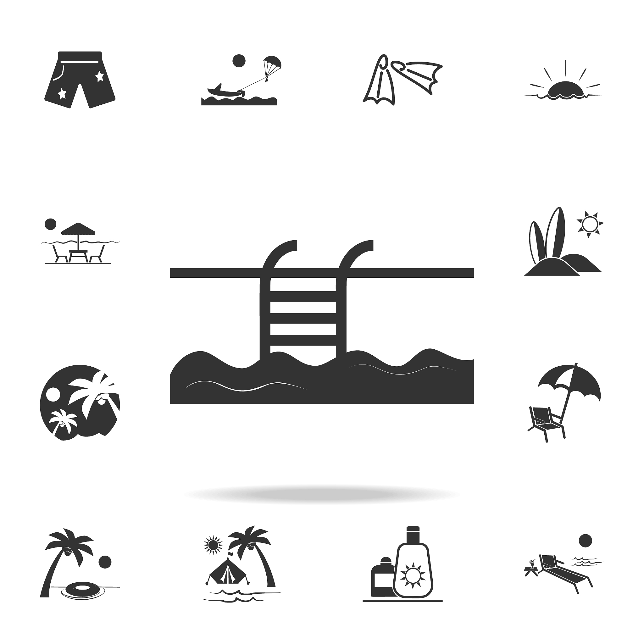 swimming pool icon. detailed set of beach holidays icons. premiu