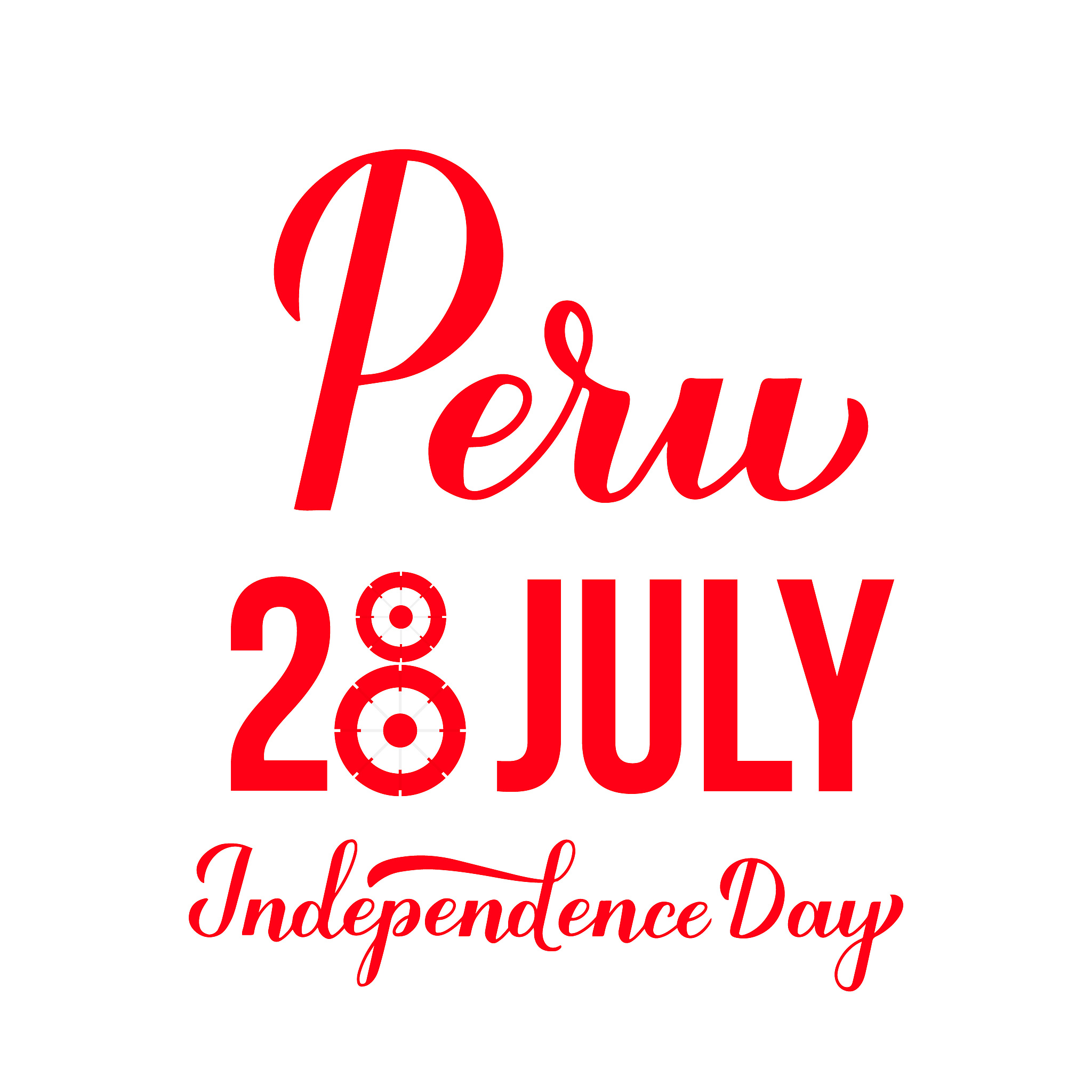 peru independence day calligraphy hand lettering isolated on whi