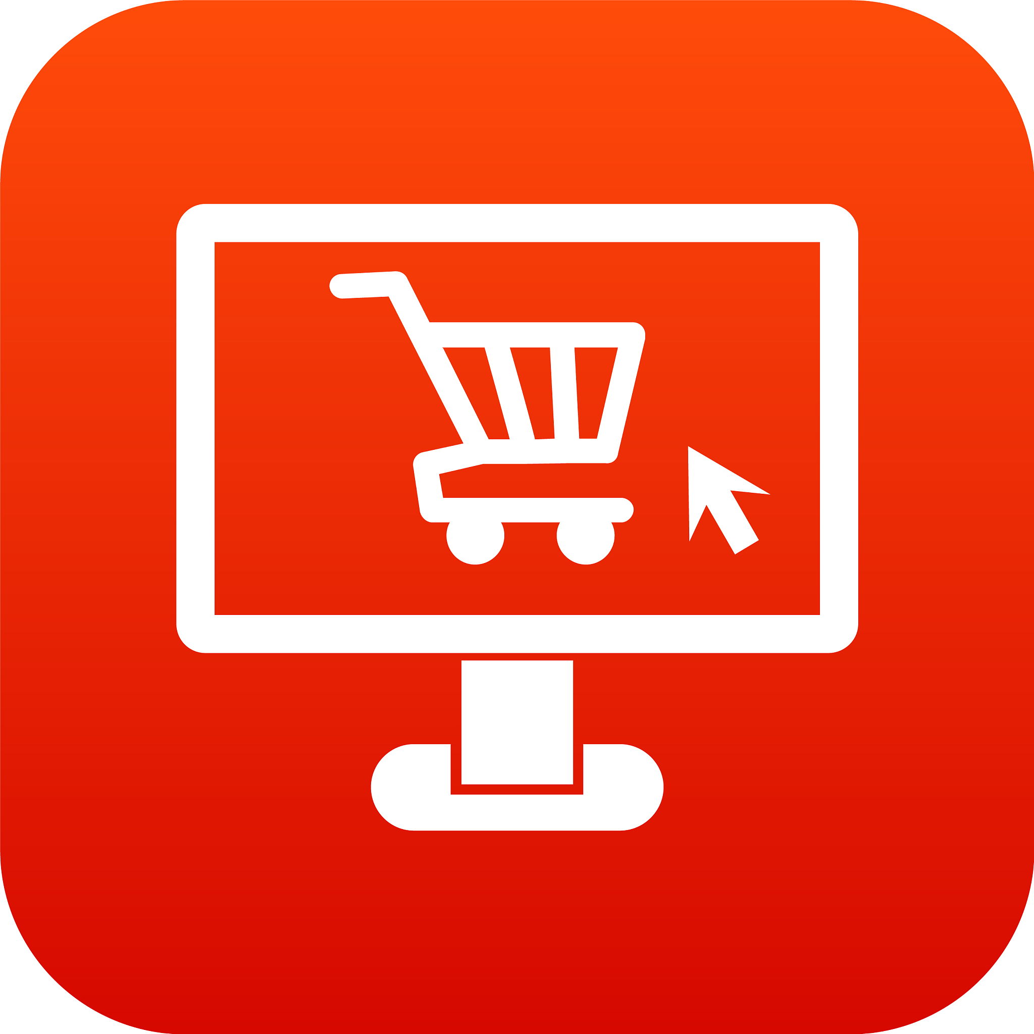 computer monitor with shopping cart icon digital