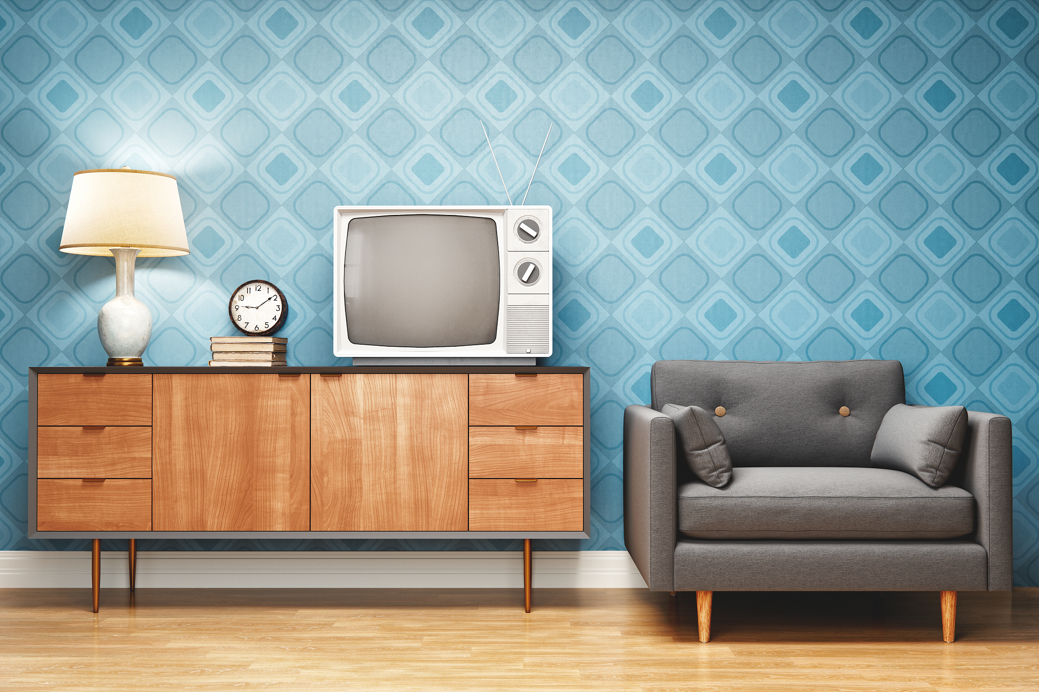 retro style living room interior design