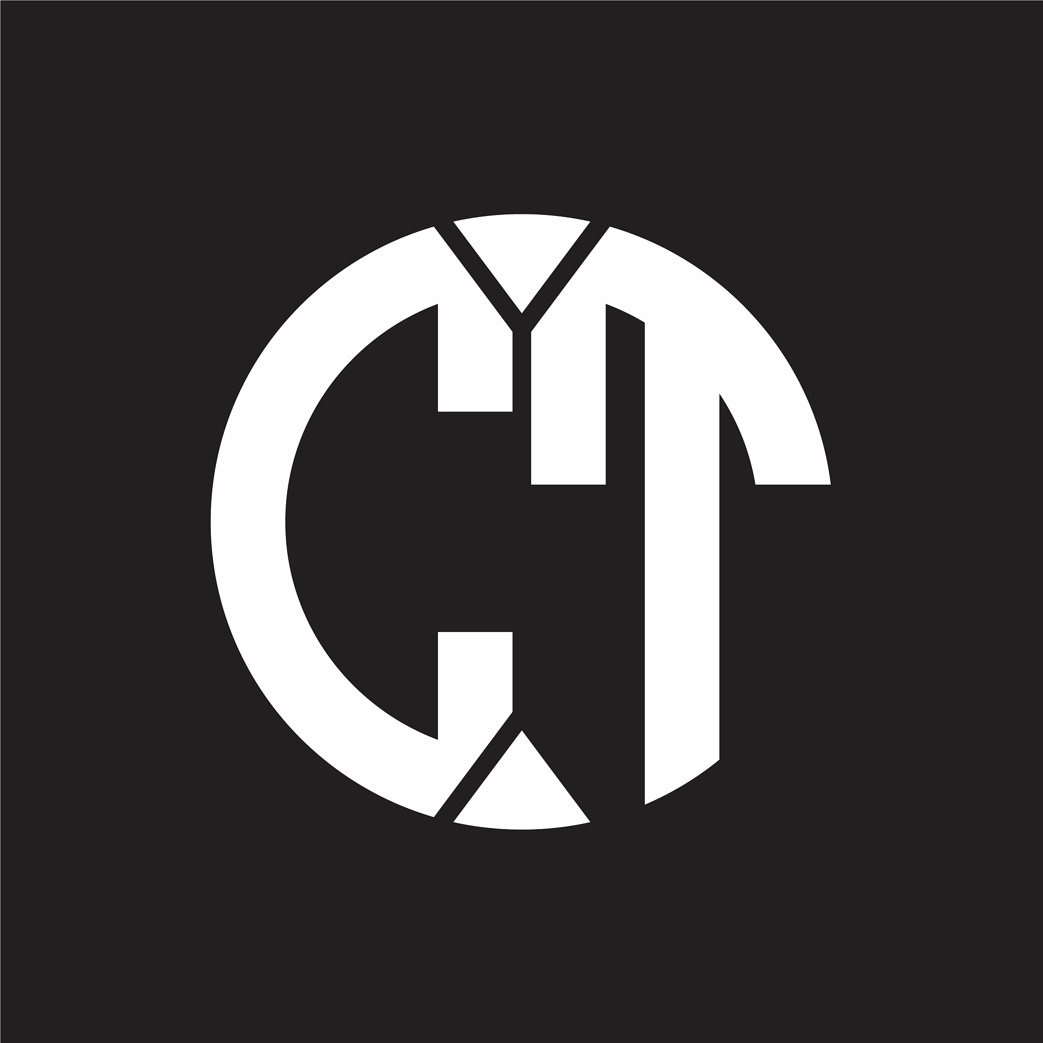 ct logo monogram with piece circle ribbon style