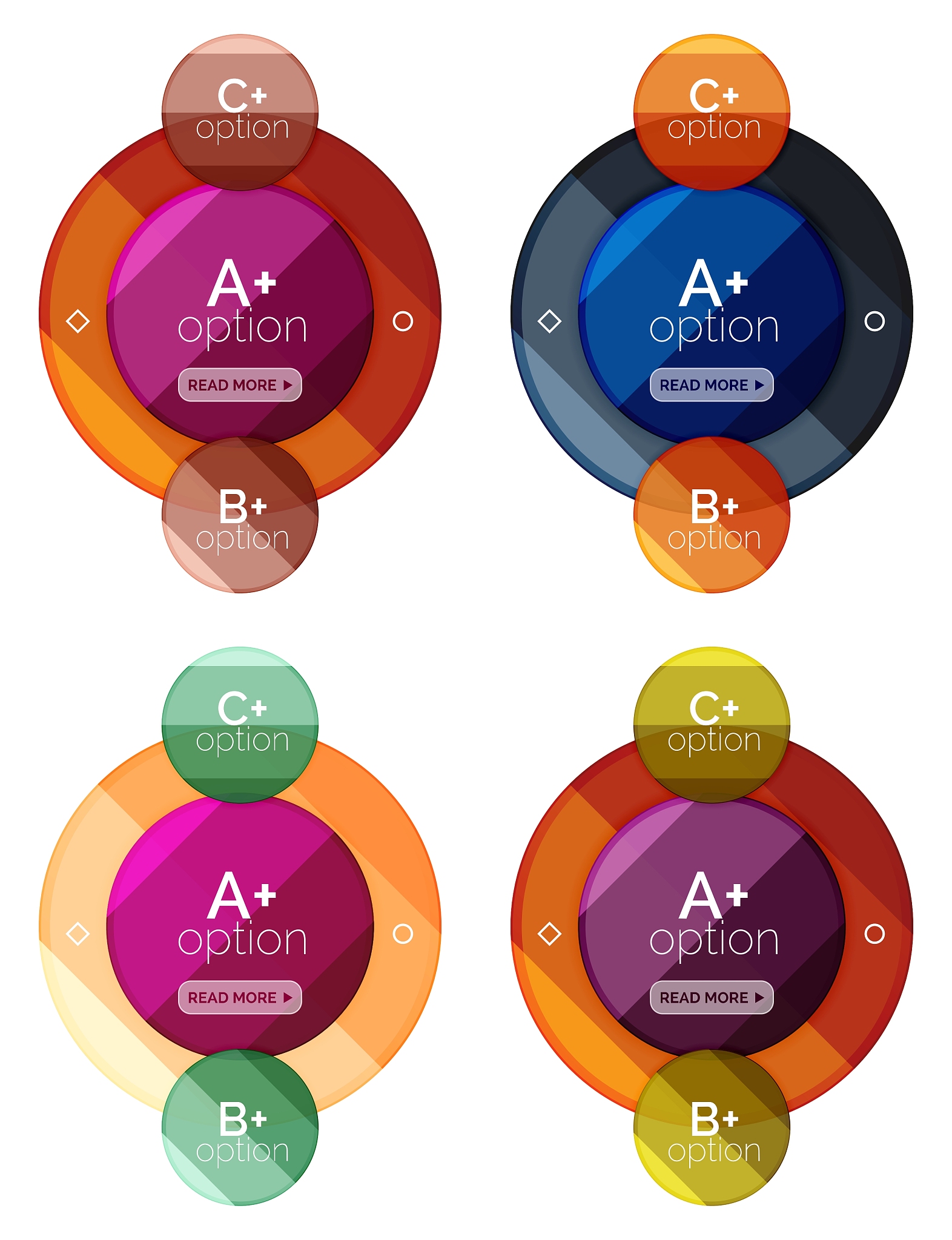 set of round option diagram template for your data