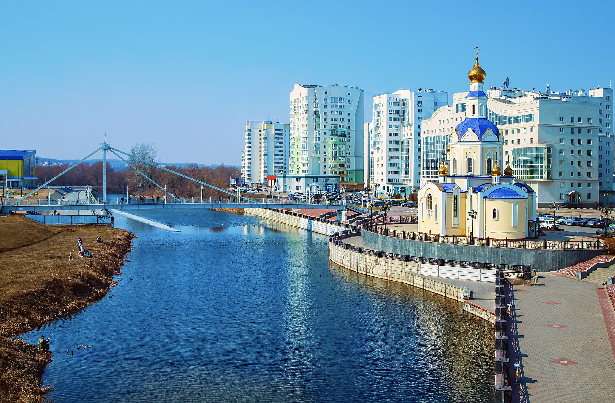 embankment of small town belgorod russia spring