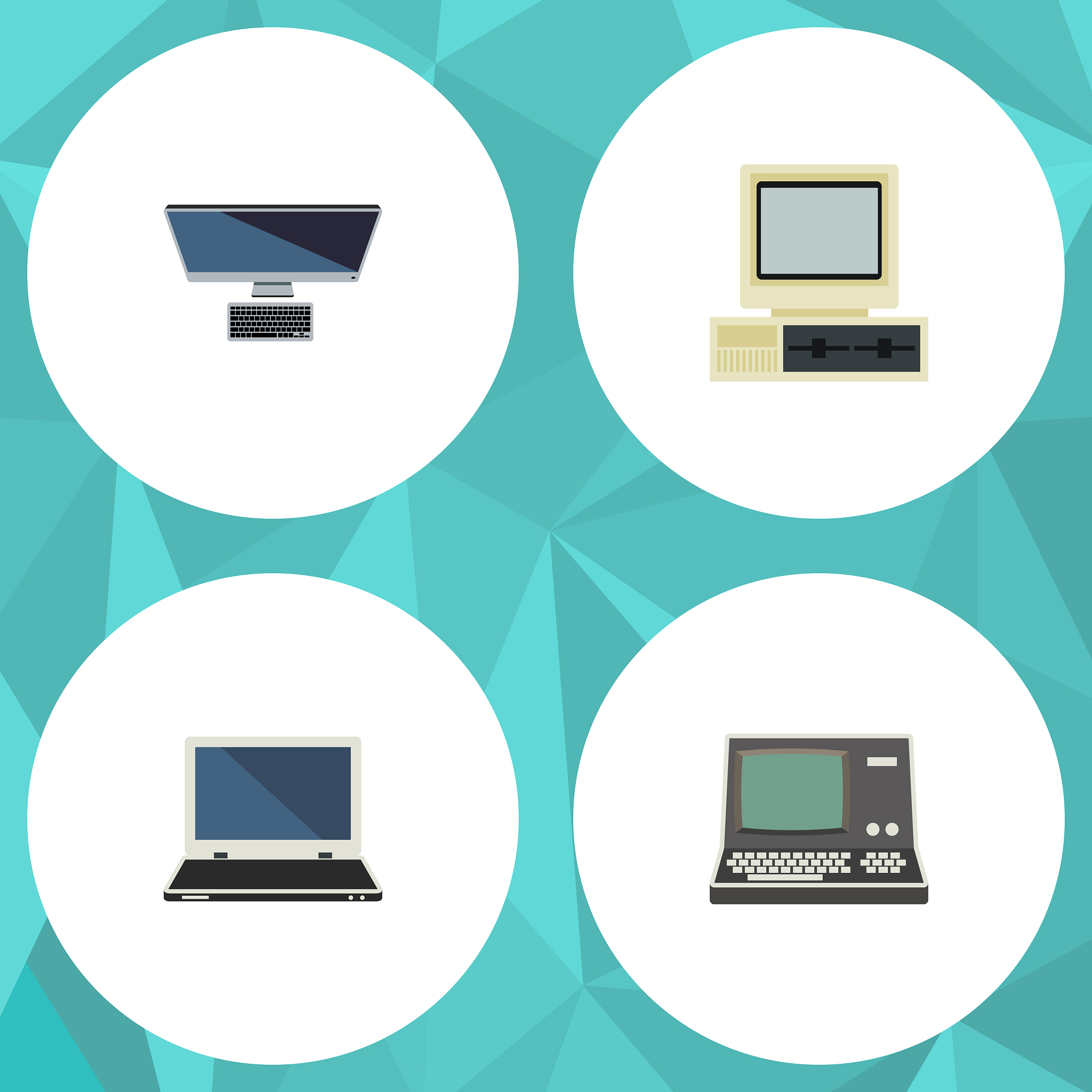 flat icon computer set of computer technology