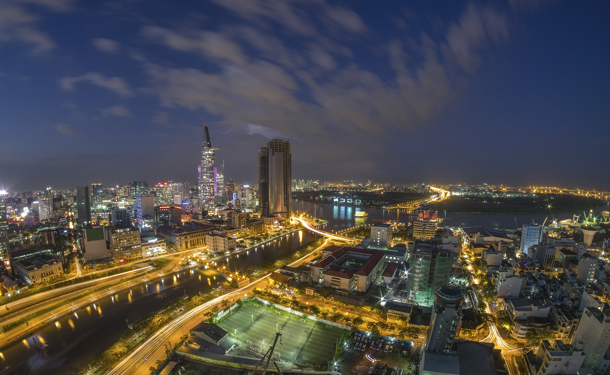 dusk in ho chi minh city (saigon) centre
