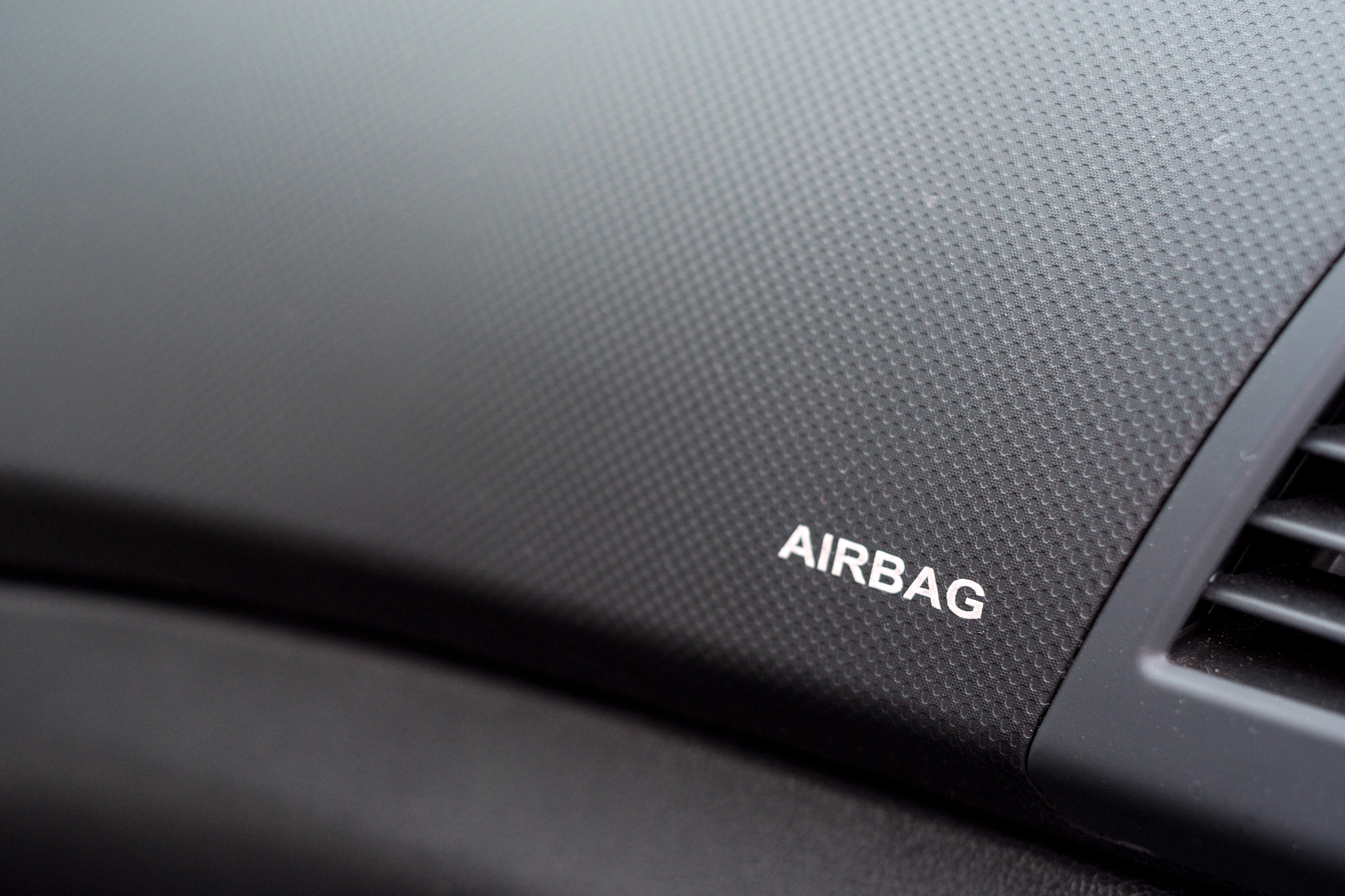 close-up of airbag sign