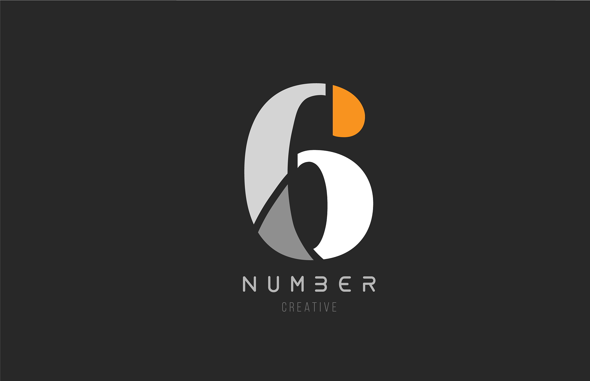 number 6 six for company logo icon design in grey