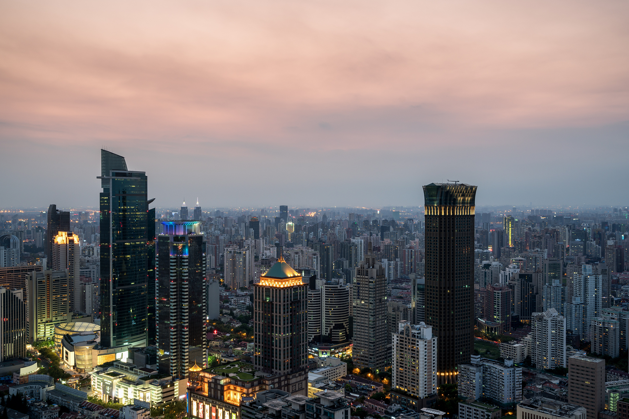 aerial view of shanghai