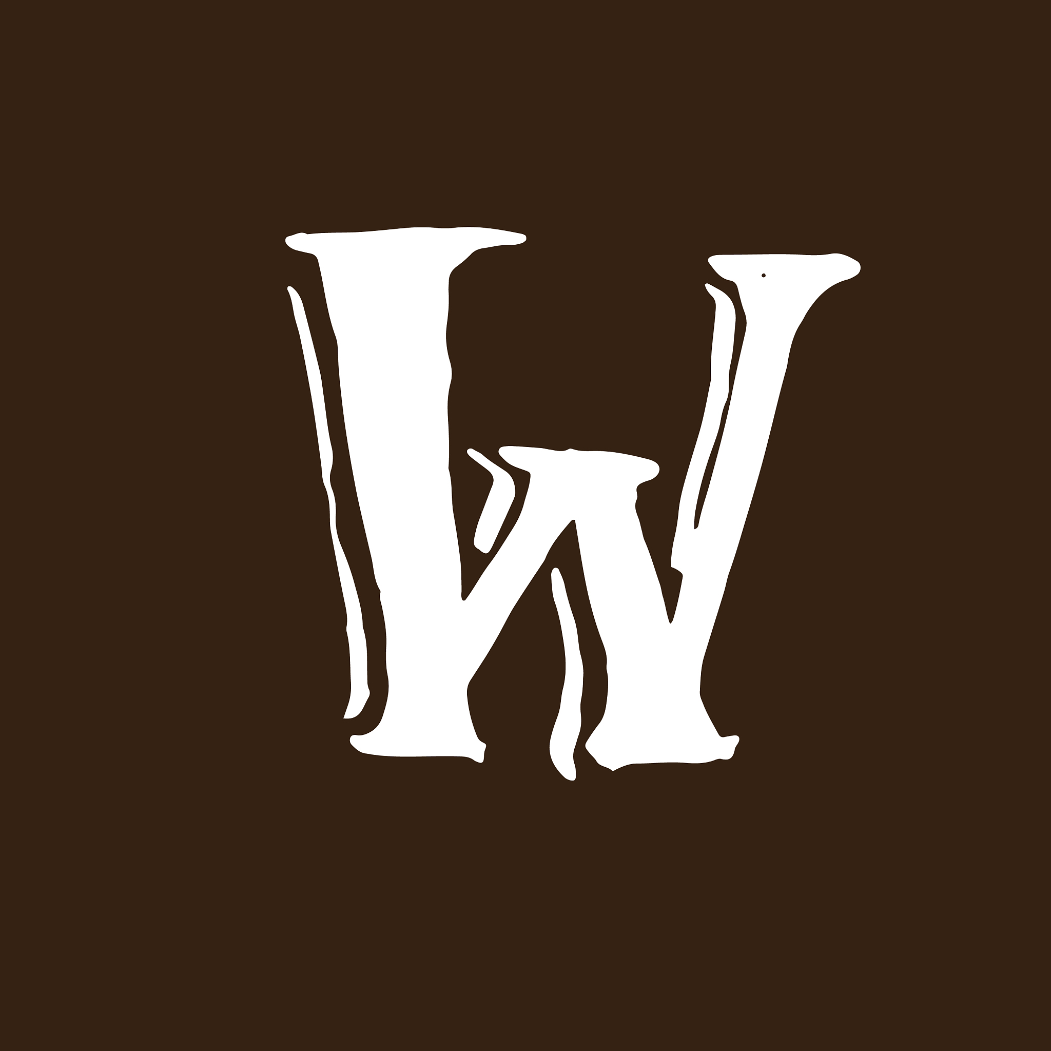 letter w handwritten by dry brush rough strokes