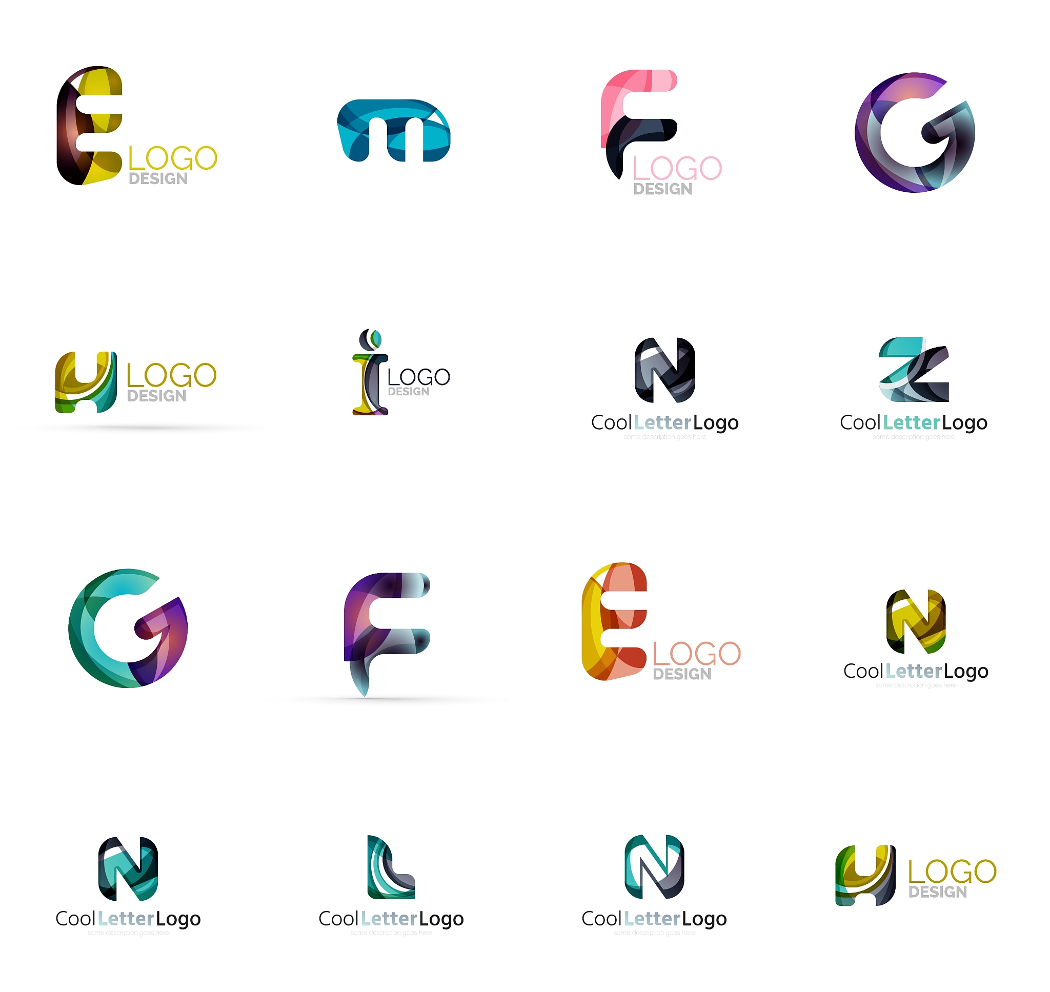 set of universal company logo ideas business icon