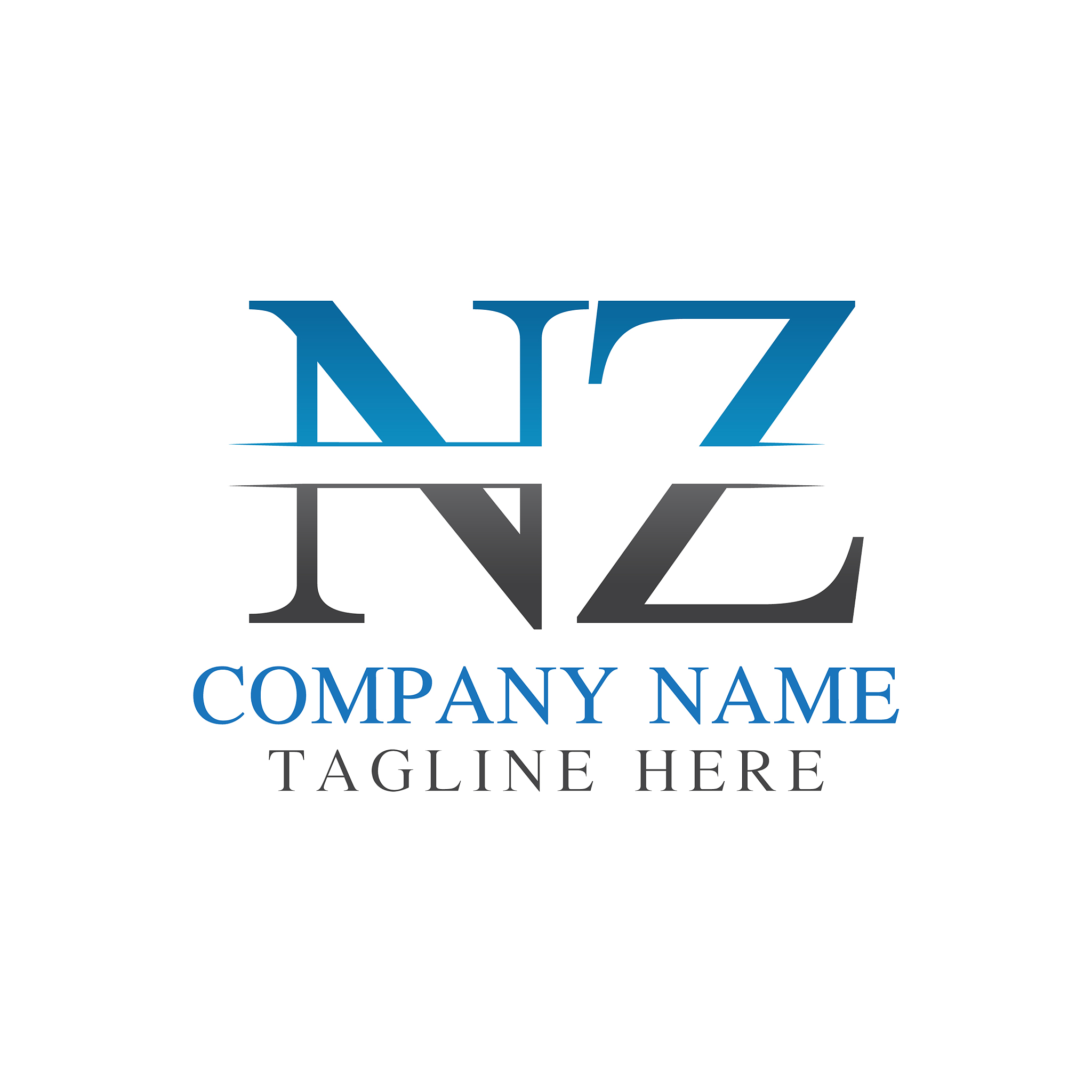 initial monogram letter nz logo design template