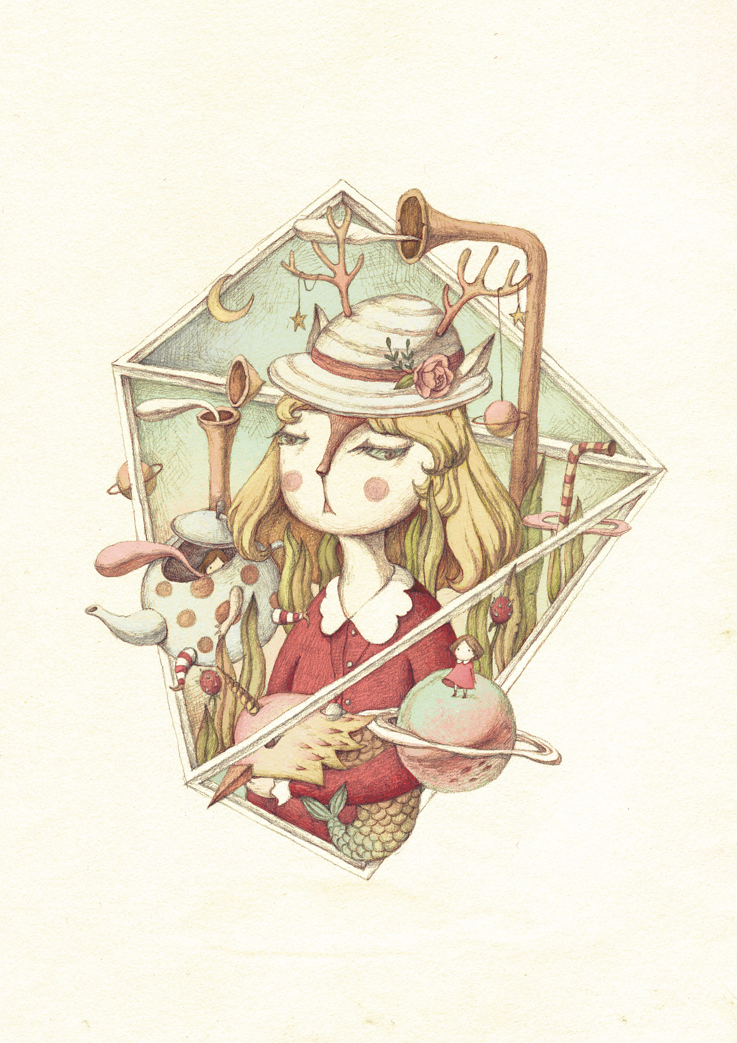 动画风格少女占卜师：神秘的微笑与街头占卜