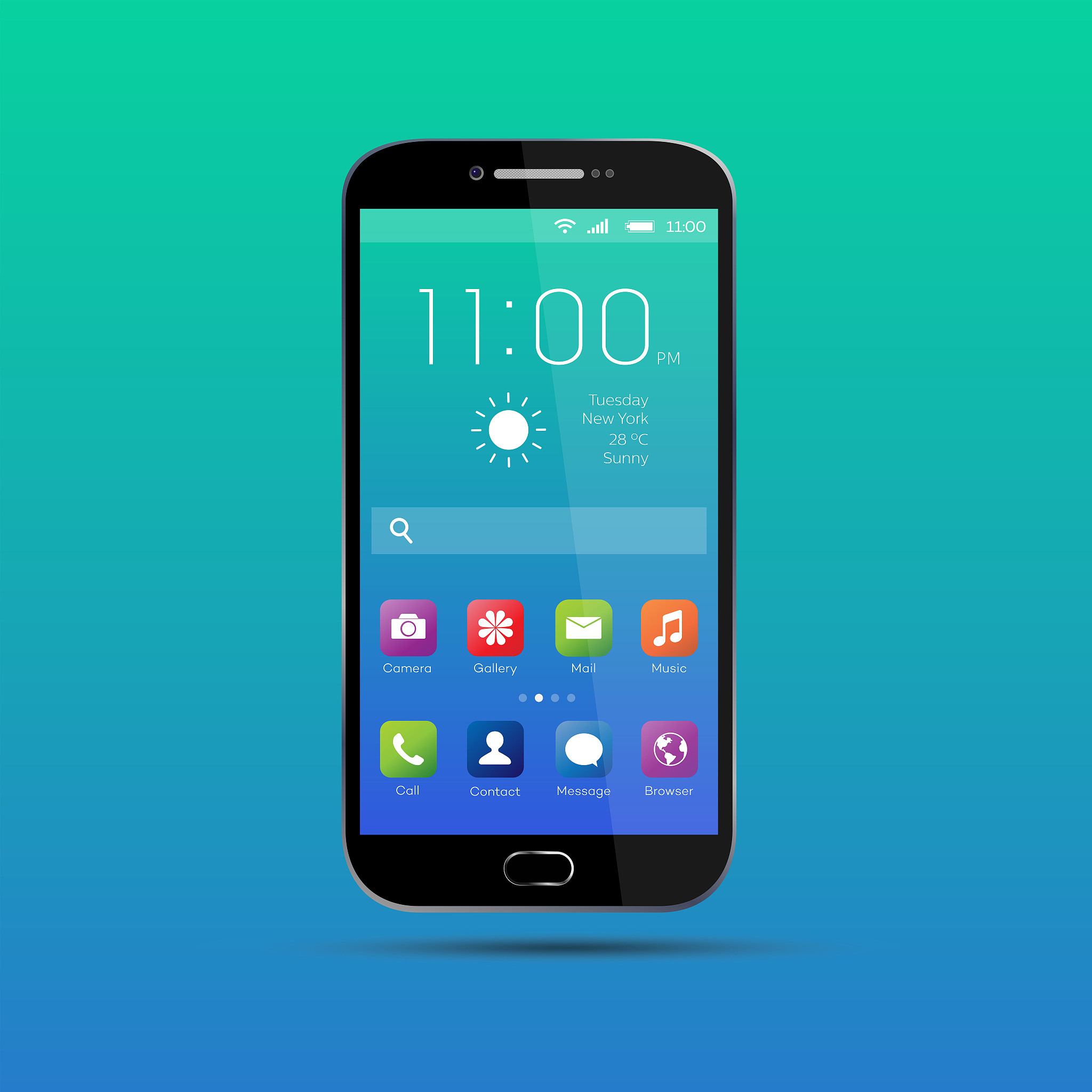 realistic, elegant, modern, smartphone collection with applicati