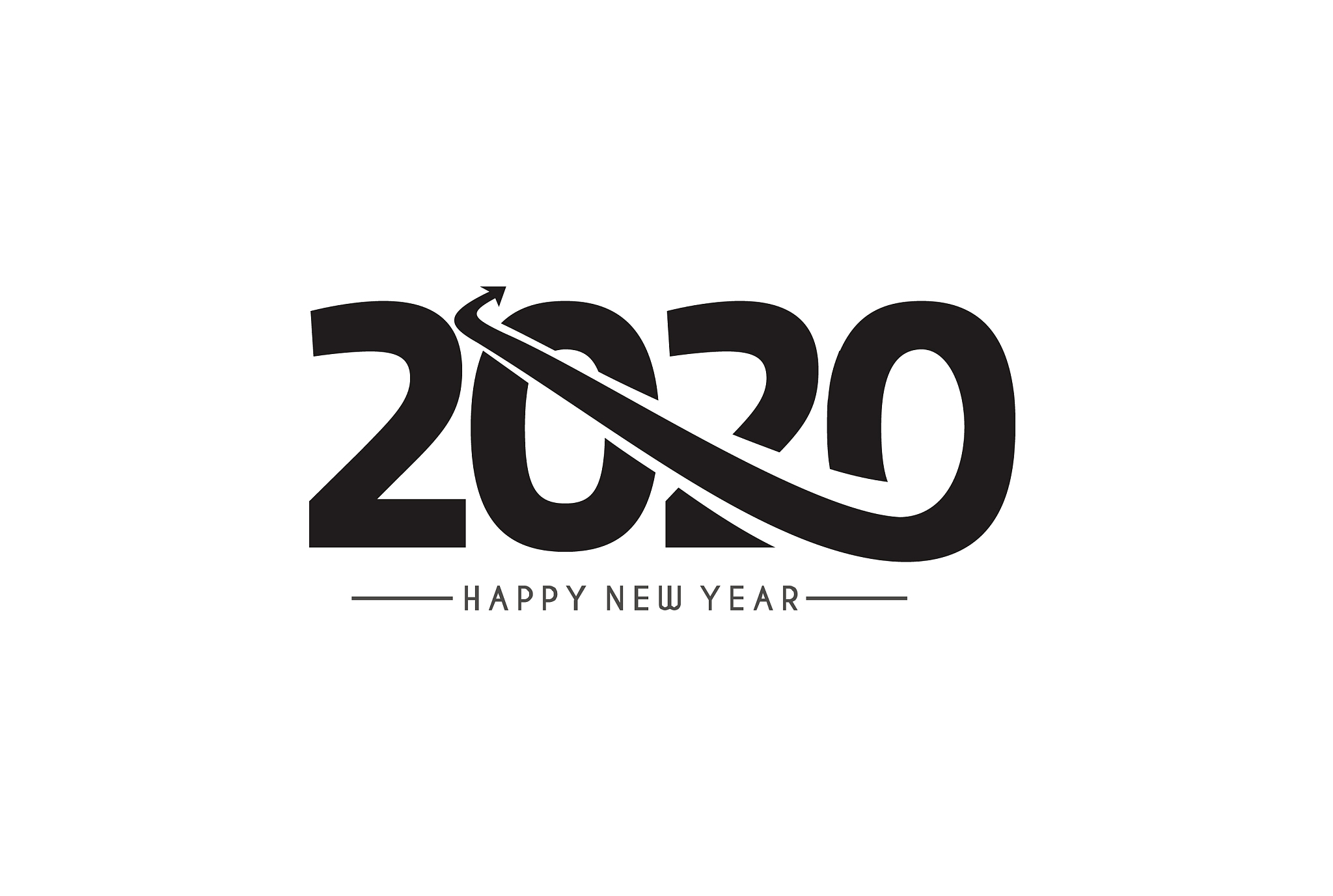 happy new year 2020 text typography design patter