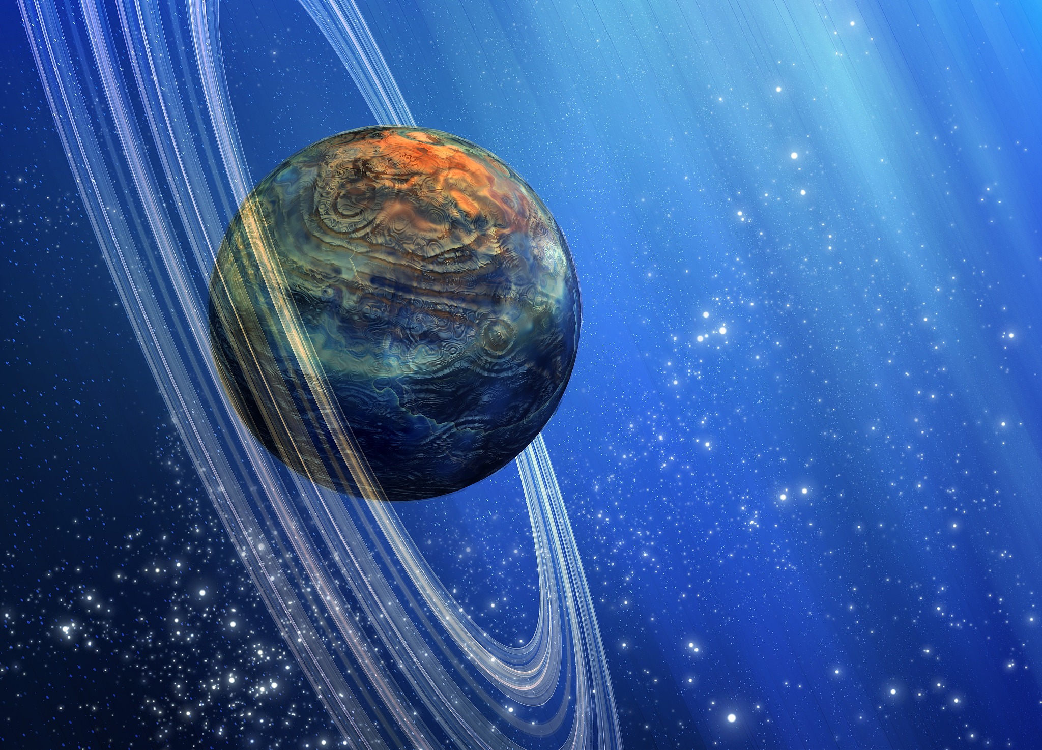 planet with rings, illustration