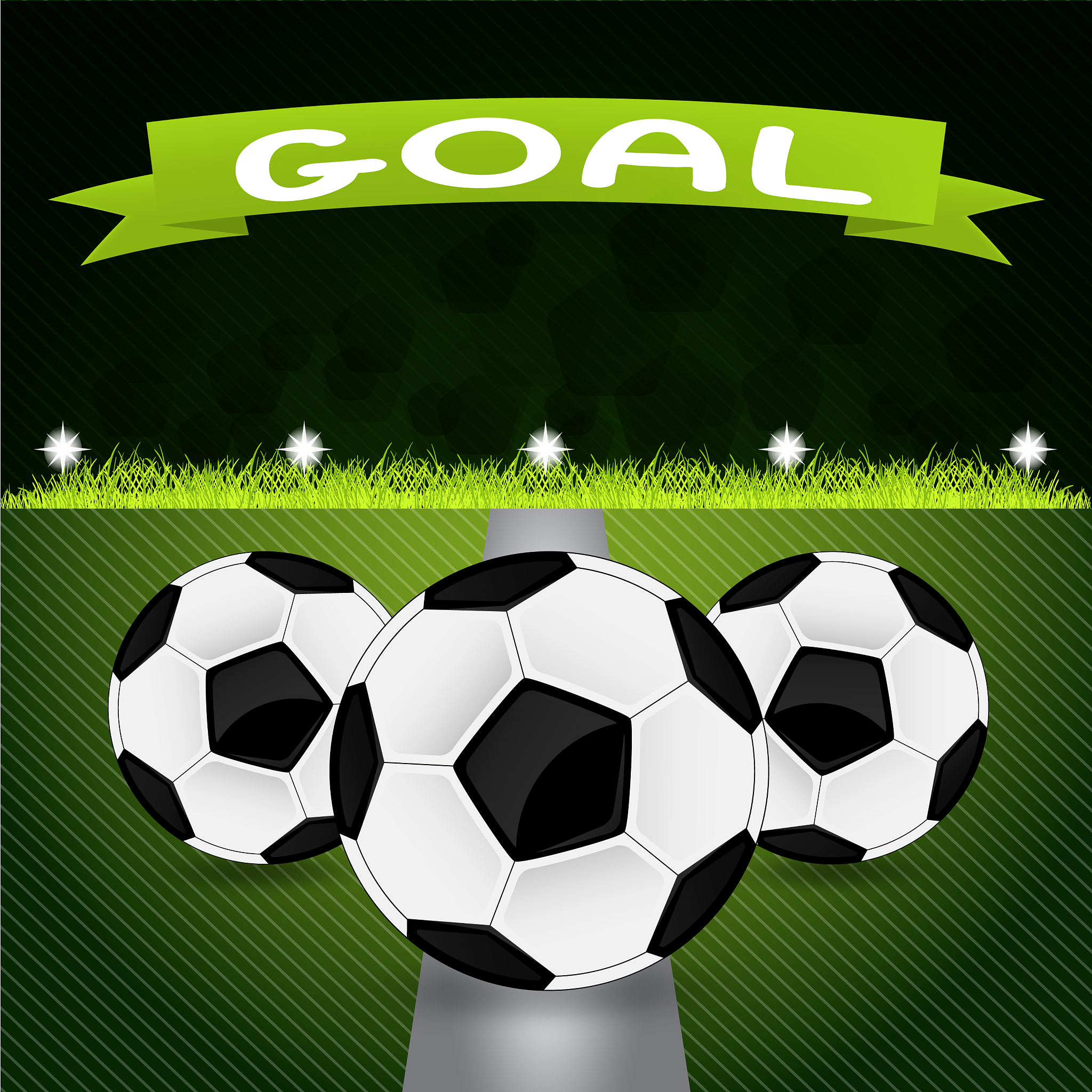 three soccer balls