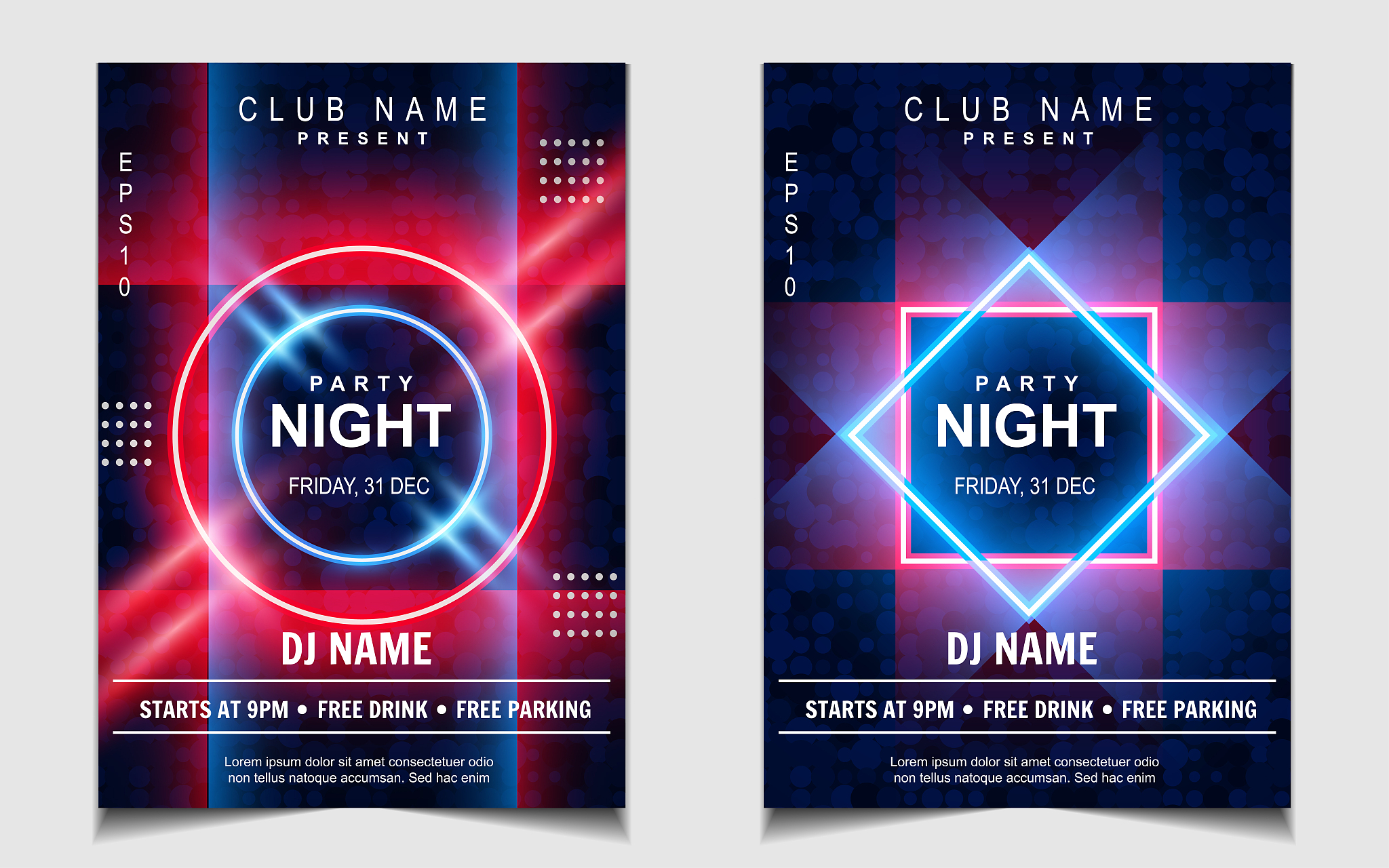 night dance party music poster flyer layout design template back