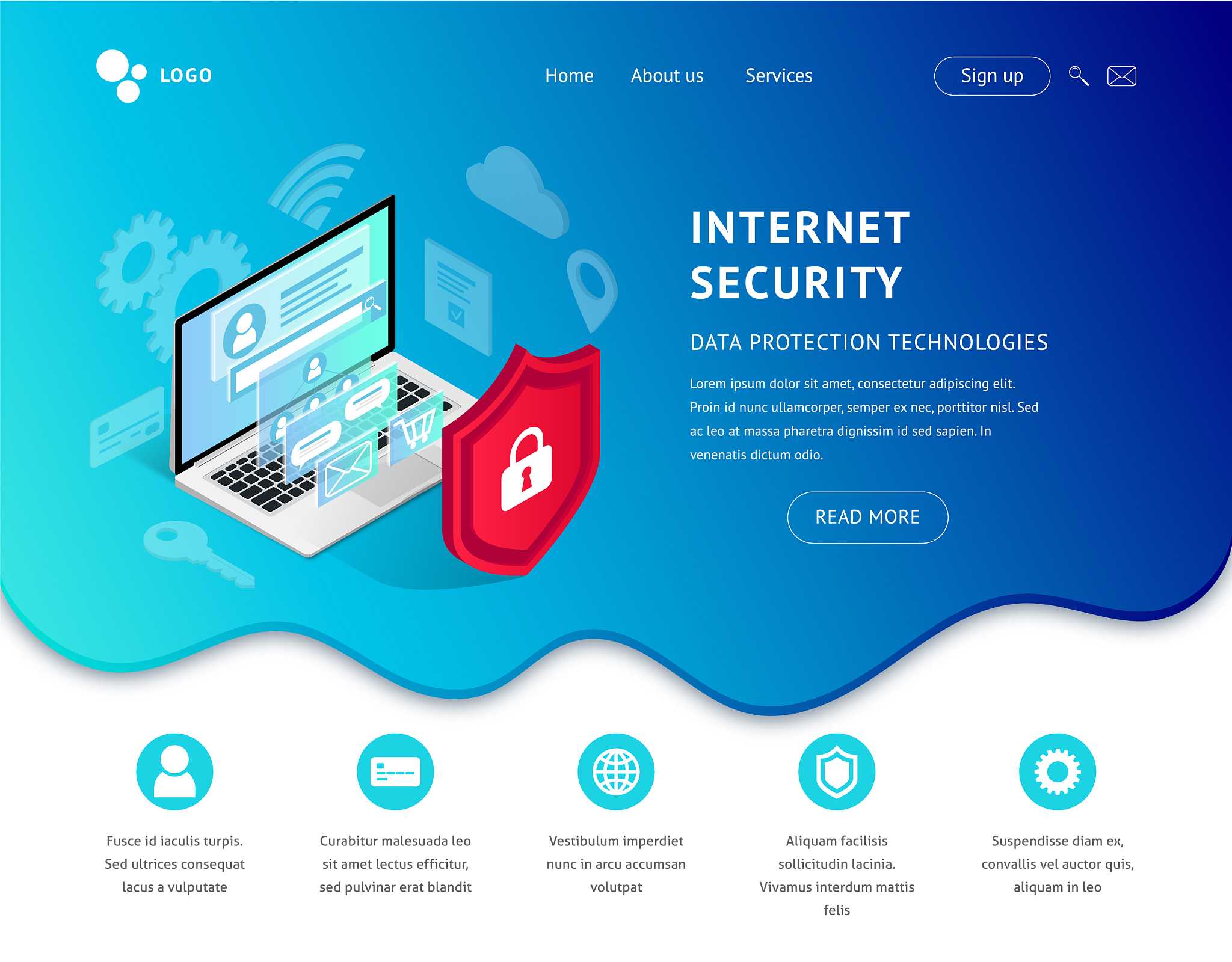 data protection landing page blue icon
