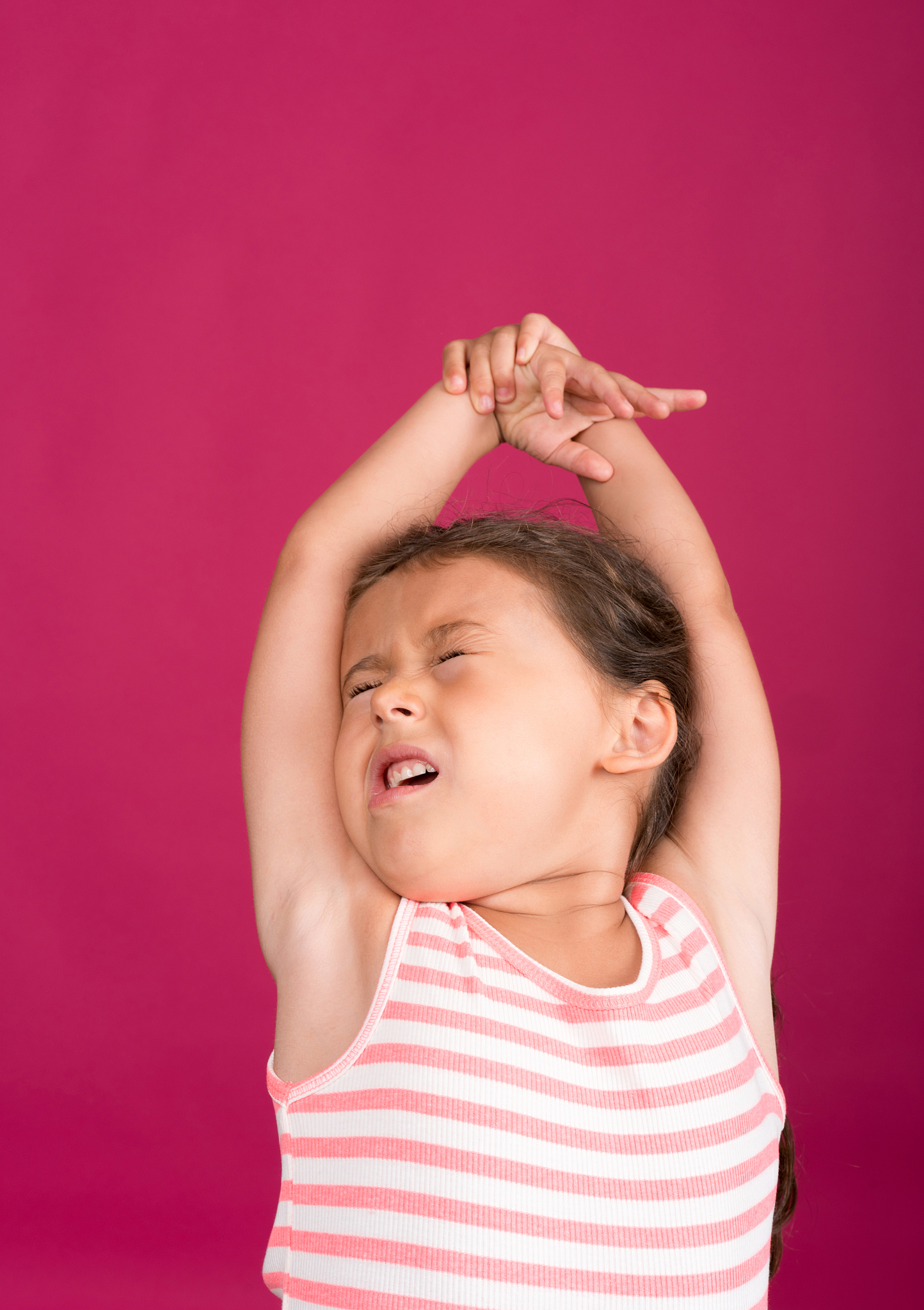 little girl yawning