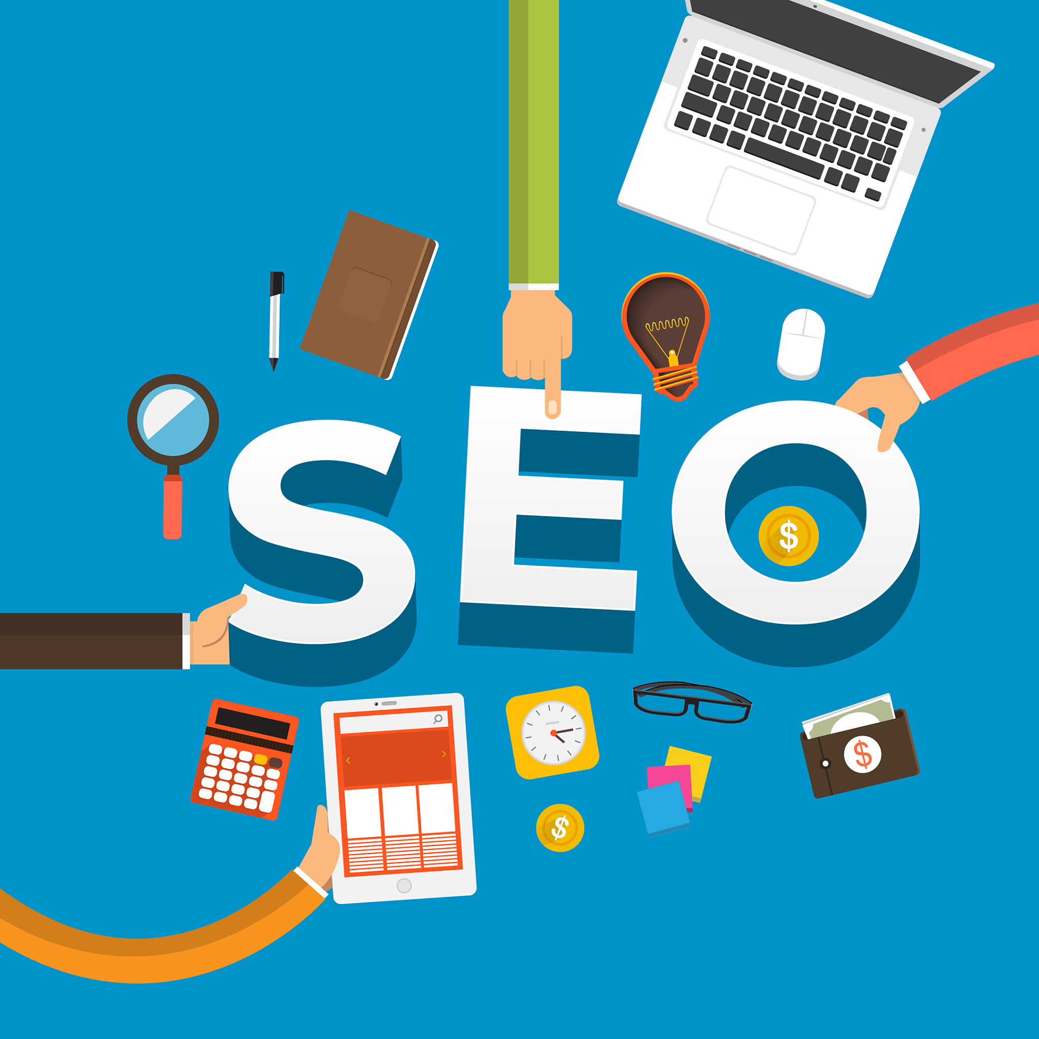 flat design concept hand create seo