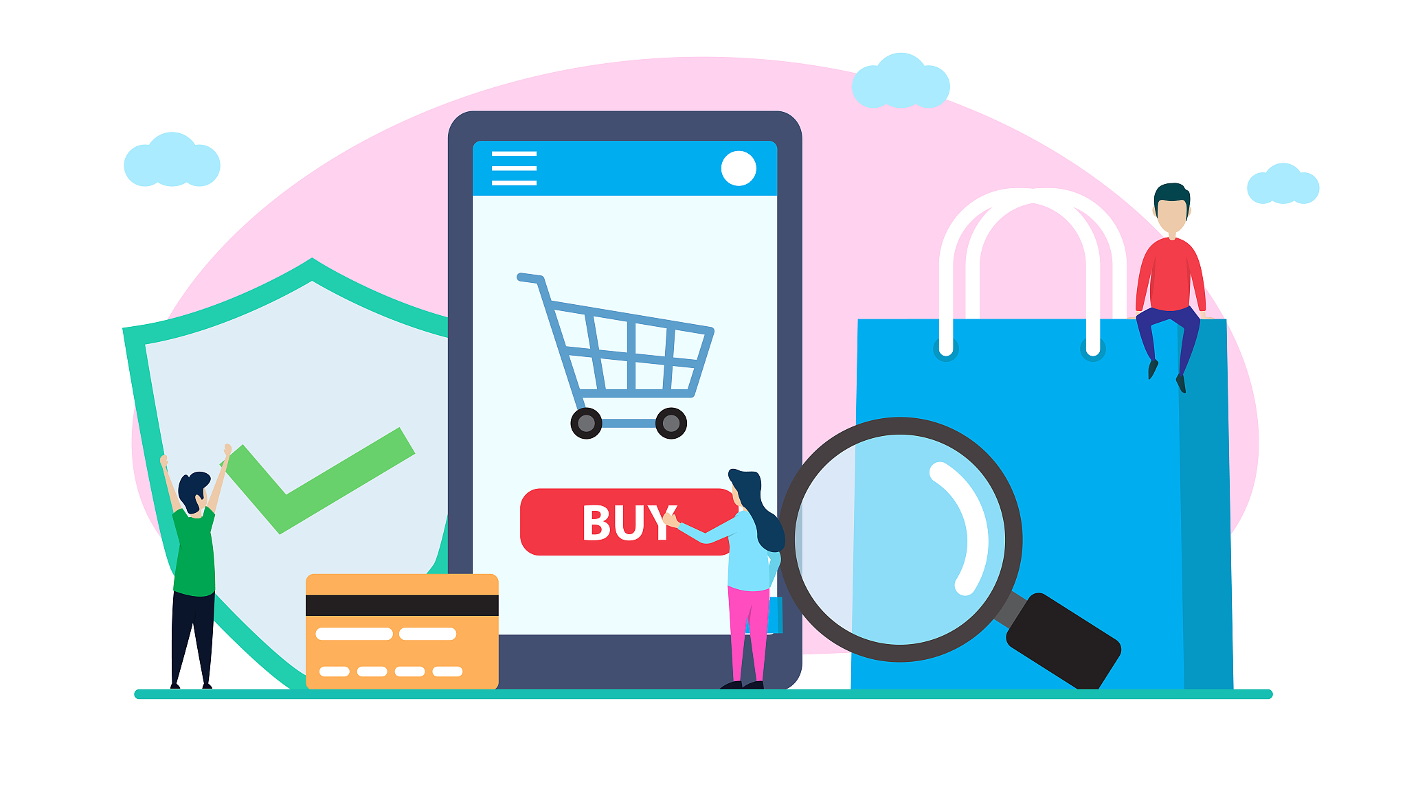 online shop creative illustration vector of graphic , small peop