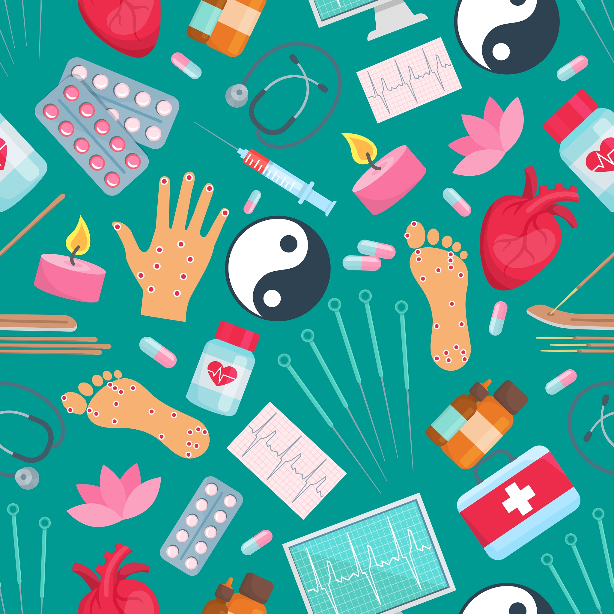 acupuncture oriental medicine seamless pattern
