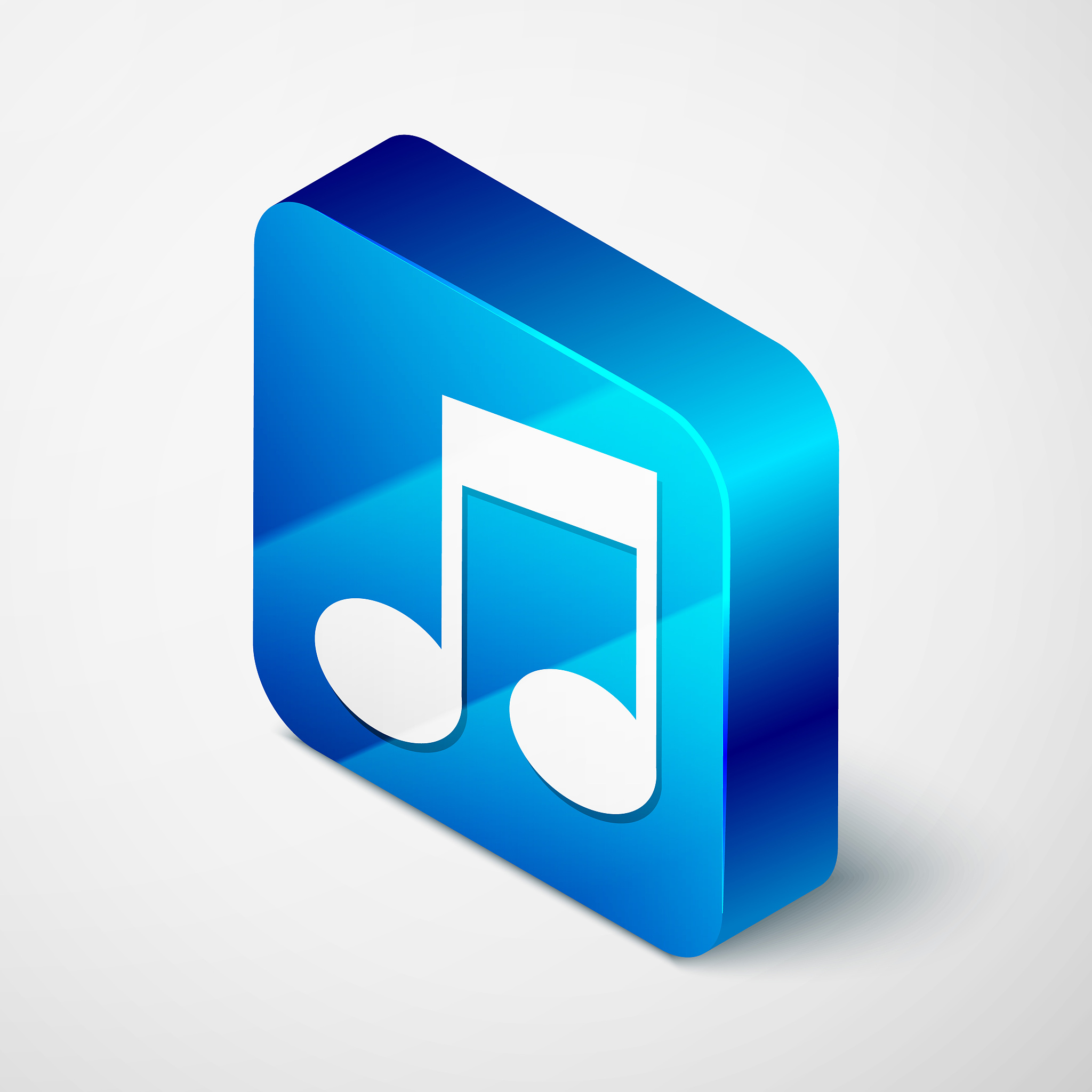 isometric music note, tone icon isolated on white background. bl