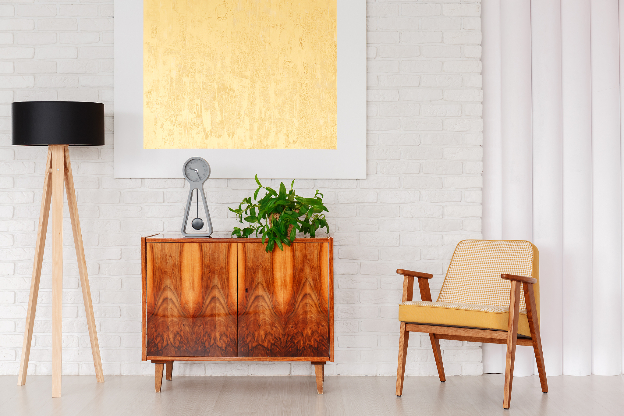 gold painting in living room