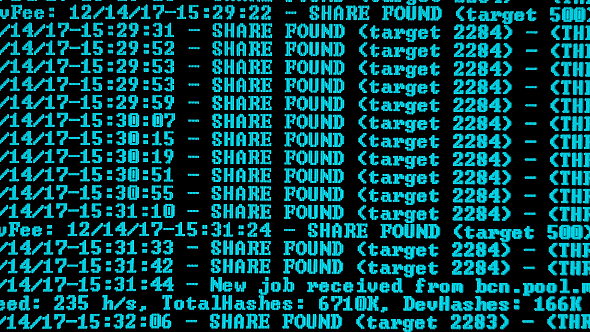 mining cryptocurrency process program on display pc. using softw