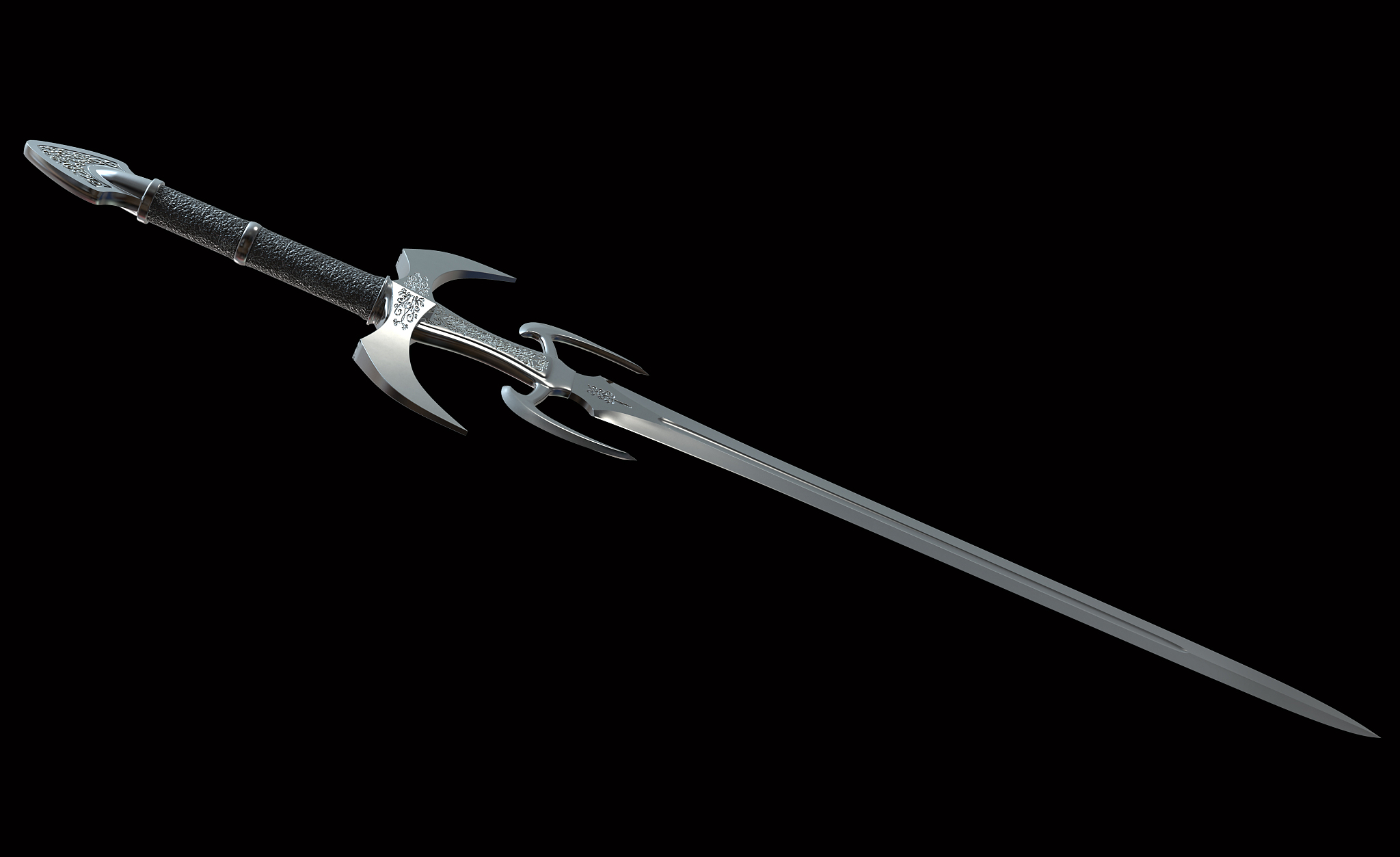 medieval weapons.3d illustration isolated on black background