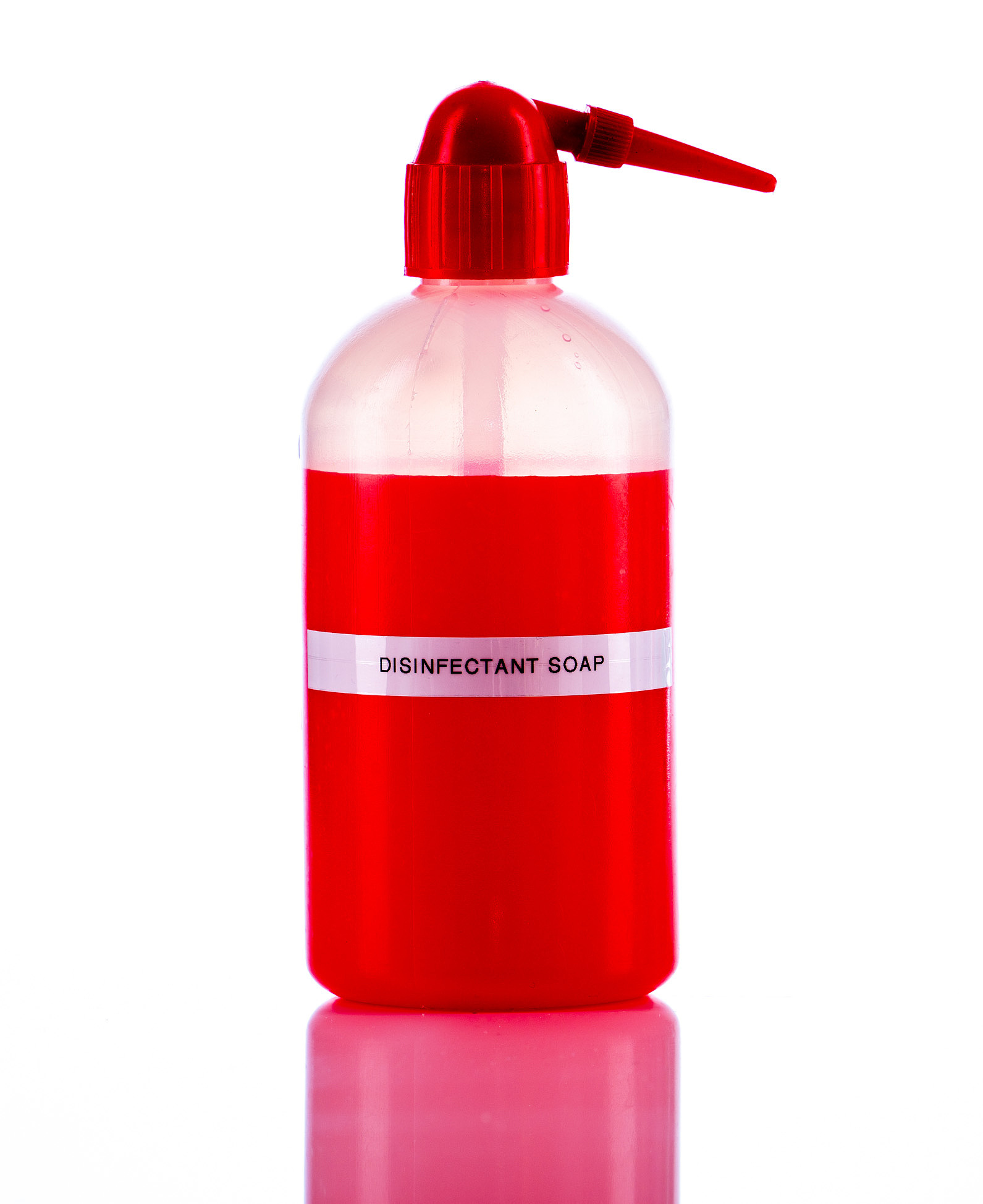 disinfectant, sanitizer in plastic packaging on a white backgrou
