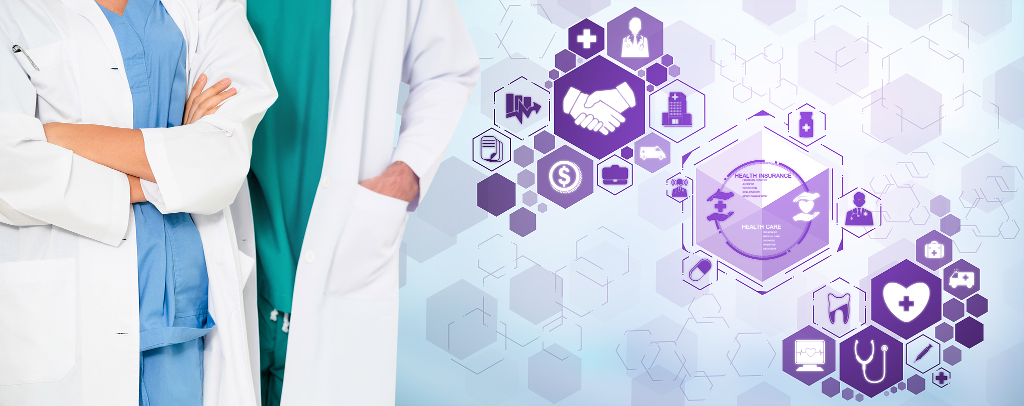 health insurance concept - doctor in hospital with health insura