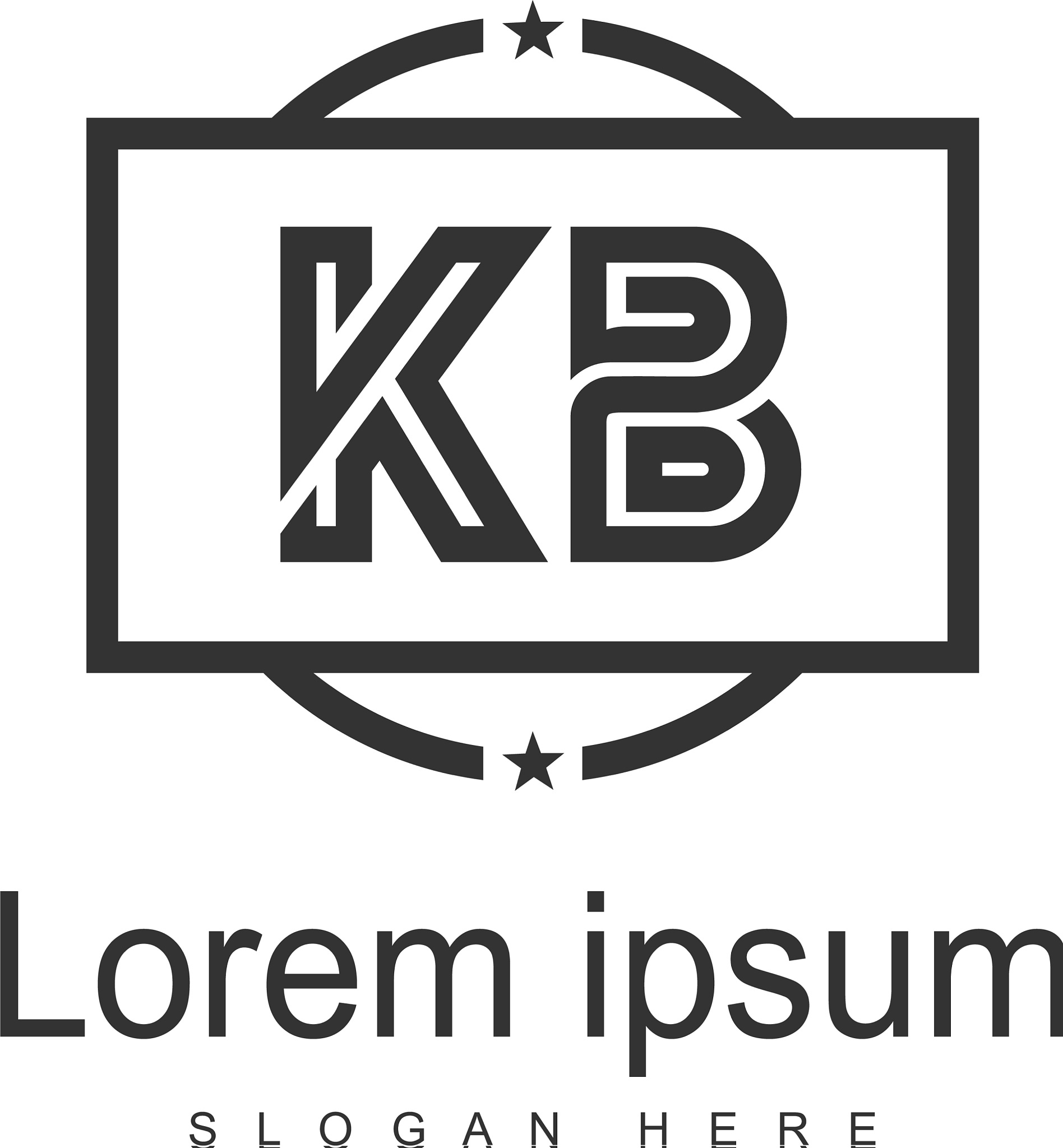 initial kb logo template with modern frame