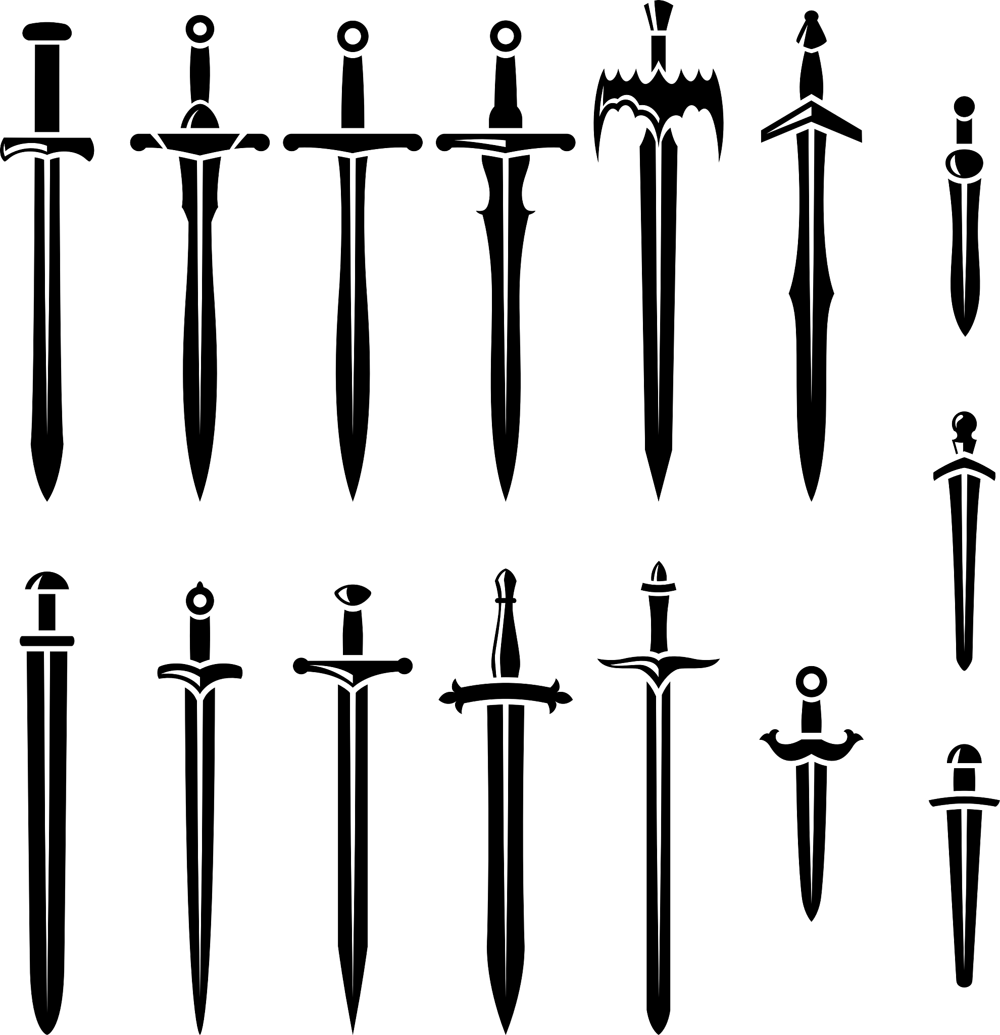 set of realistic swords and knifes